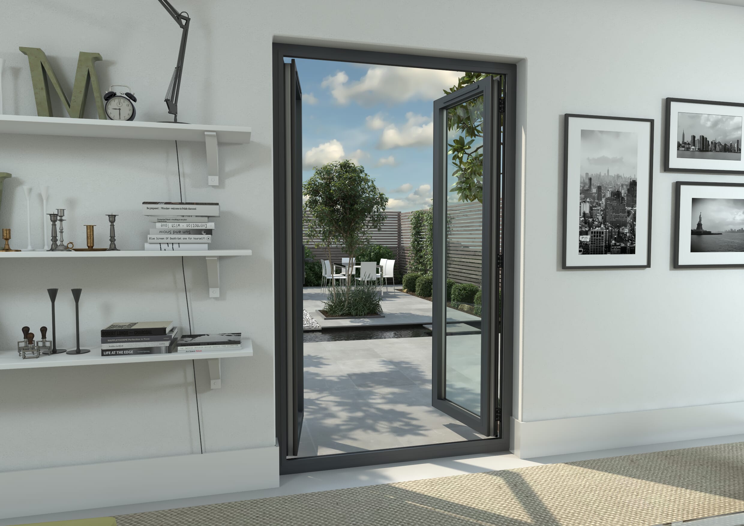 1200mm Open Out Grey Aluminium French Doors