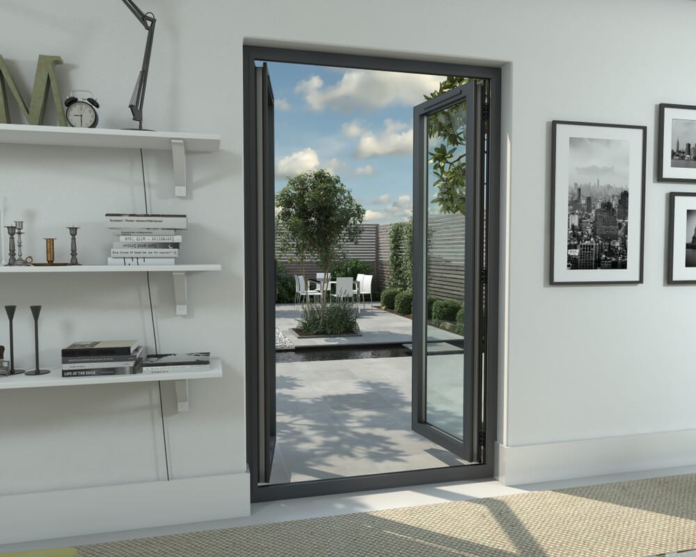 1200mm Open Out Grey Aluminium French Doors