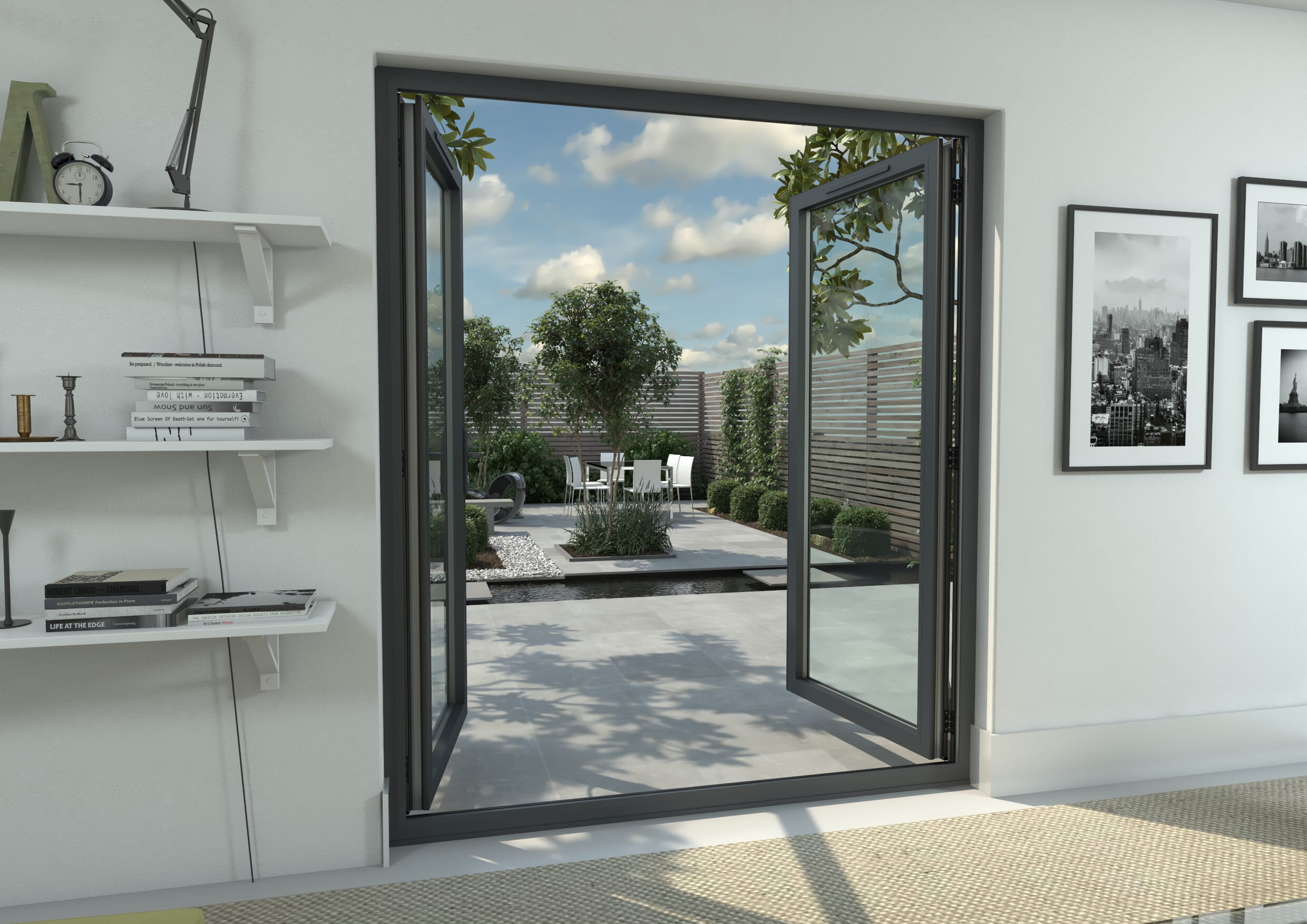 1800mm Open Out Grey Aluminium French Doors