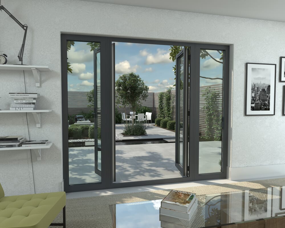 2400mm Part Q Compliant Grey Aluminium French Doors (1200mm Doors + 2 x 600mm Sidelights)