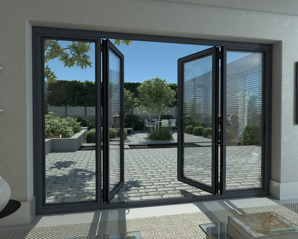 2700mm Part Q Compliant Grey Aluminium French Doors (1500mm Doors + 2 x 600mm Sidelights)