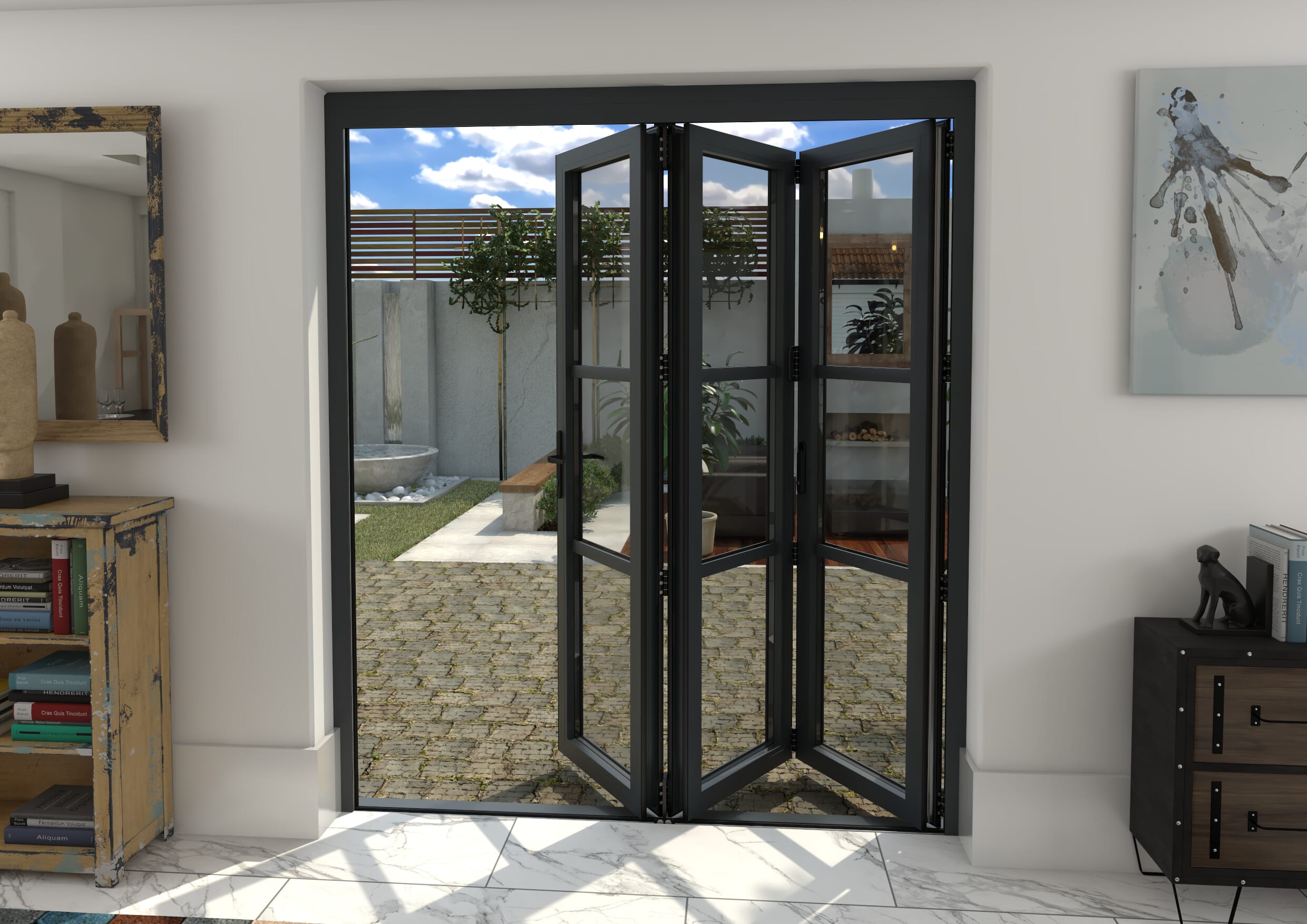 1800mm Grey Heritage Aluminium Bifold Door - 3 Left