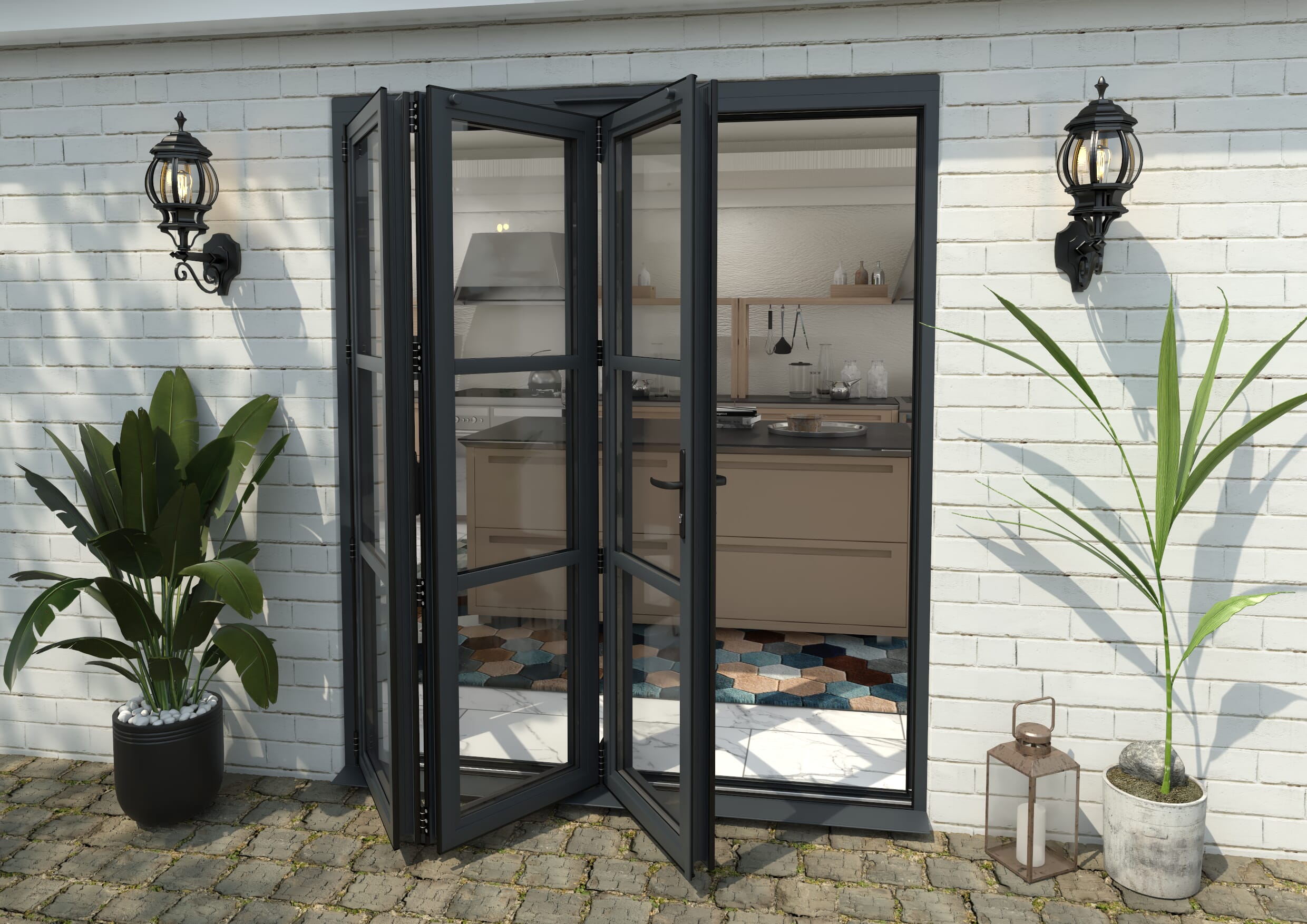 Heritage Anthracite Grey Aluminium External Bi-folding Doors Image