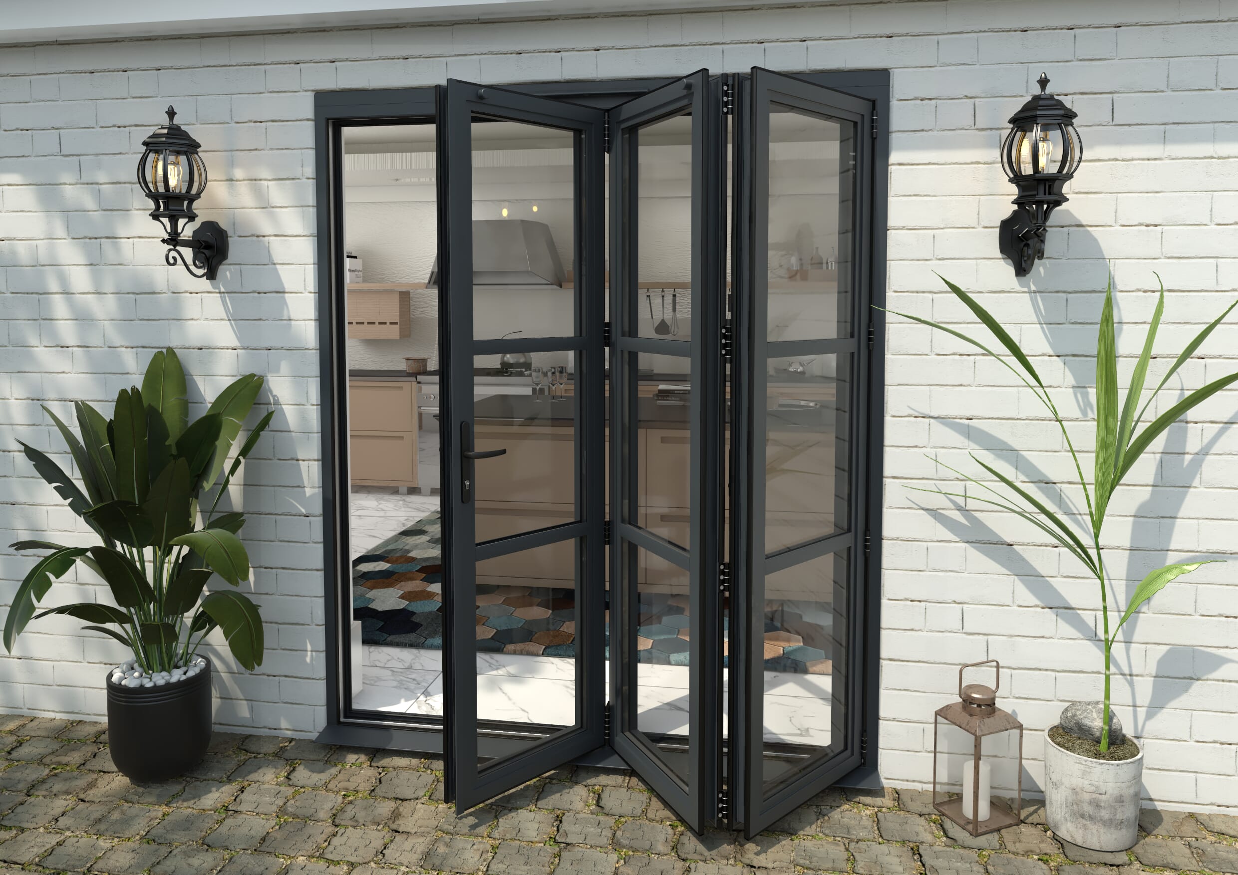 Heritage Anthracite Grey Aluminium External Bi-folding Doors Image