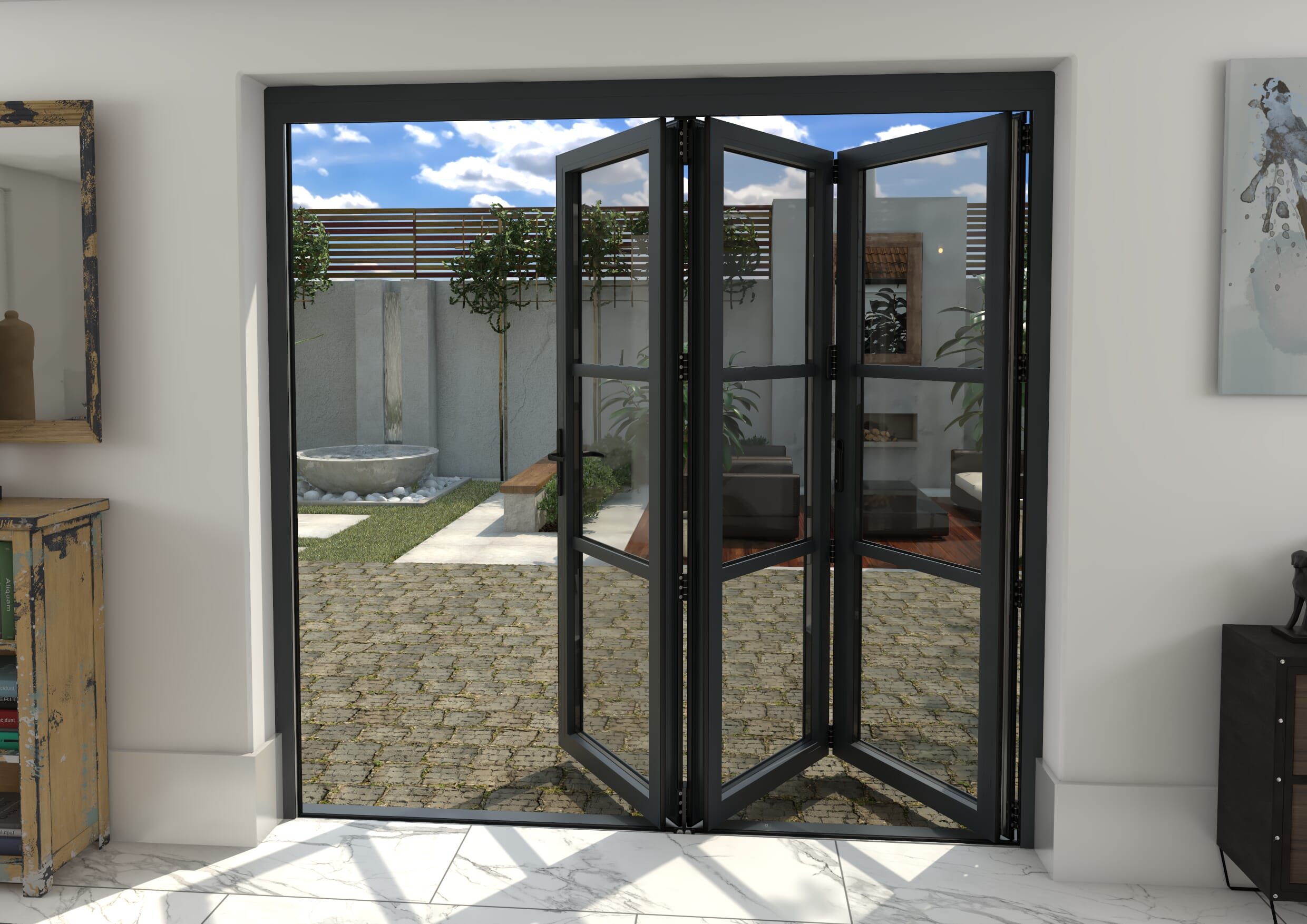 2100mm Grey Heritage Aluminium Bifold Doors - 3 Left