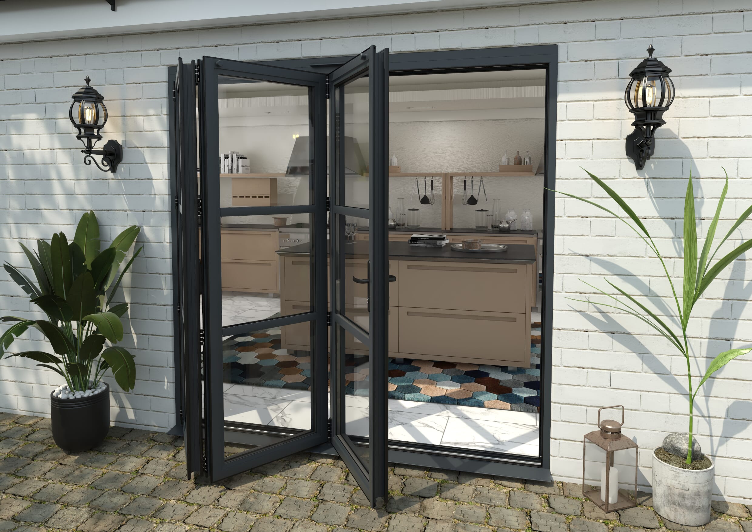 Heritage Anthracite Grey Aluminium External Bi-folding Doors Image