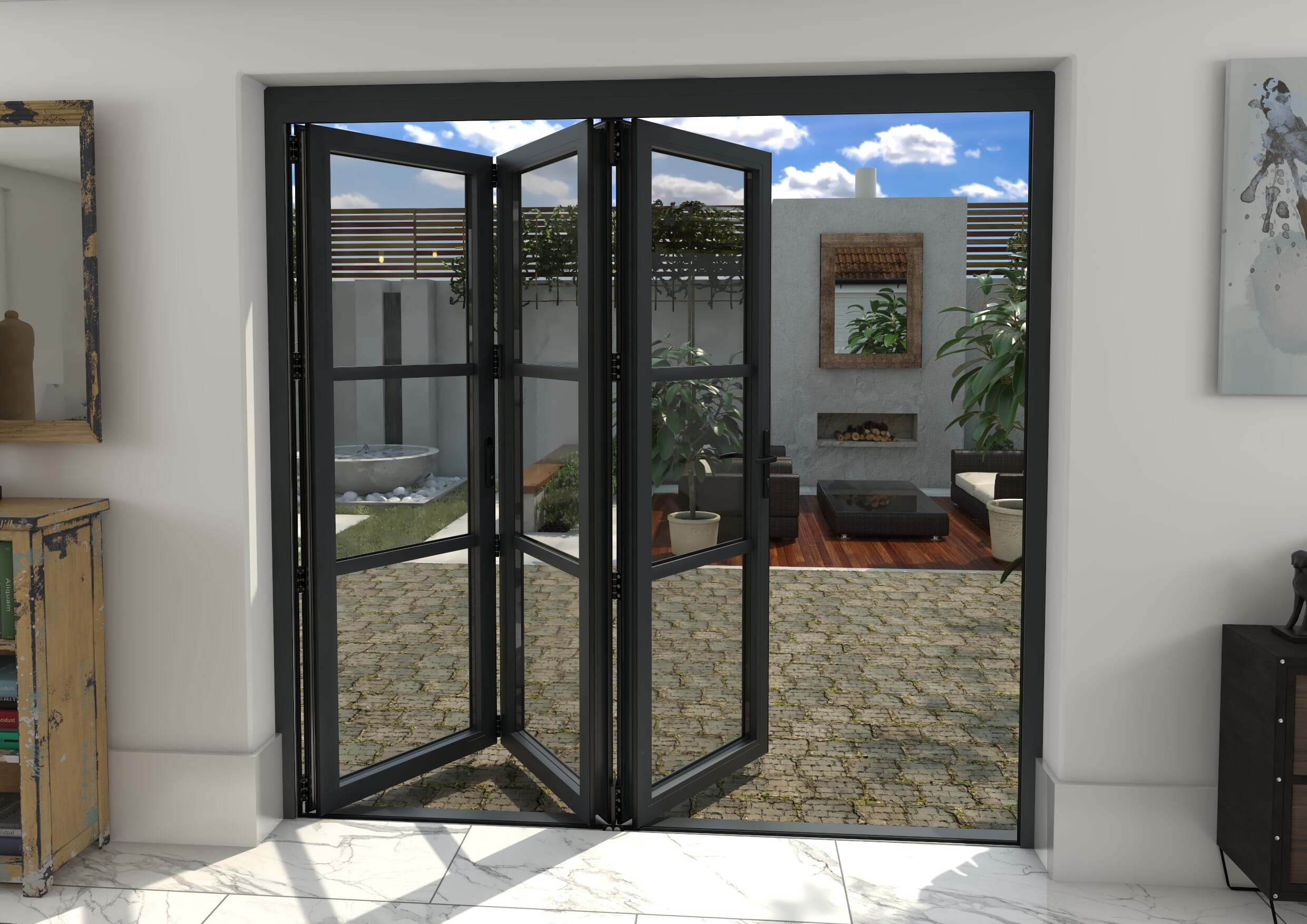 2100mm Grey Heritage Aluminium Bifold Doors - 3 Right At Climadoor