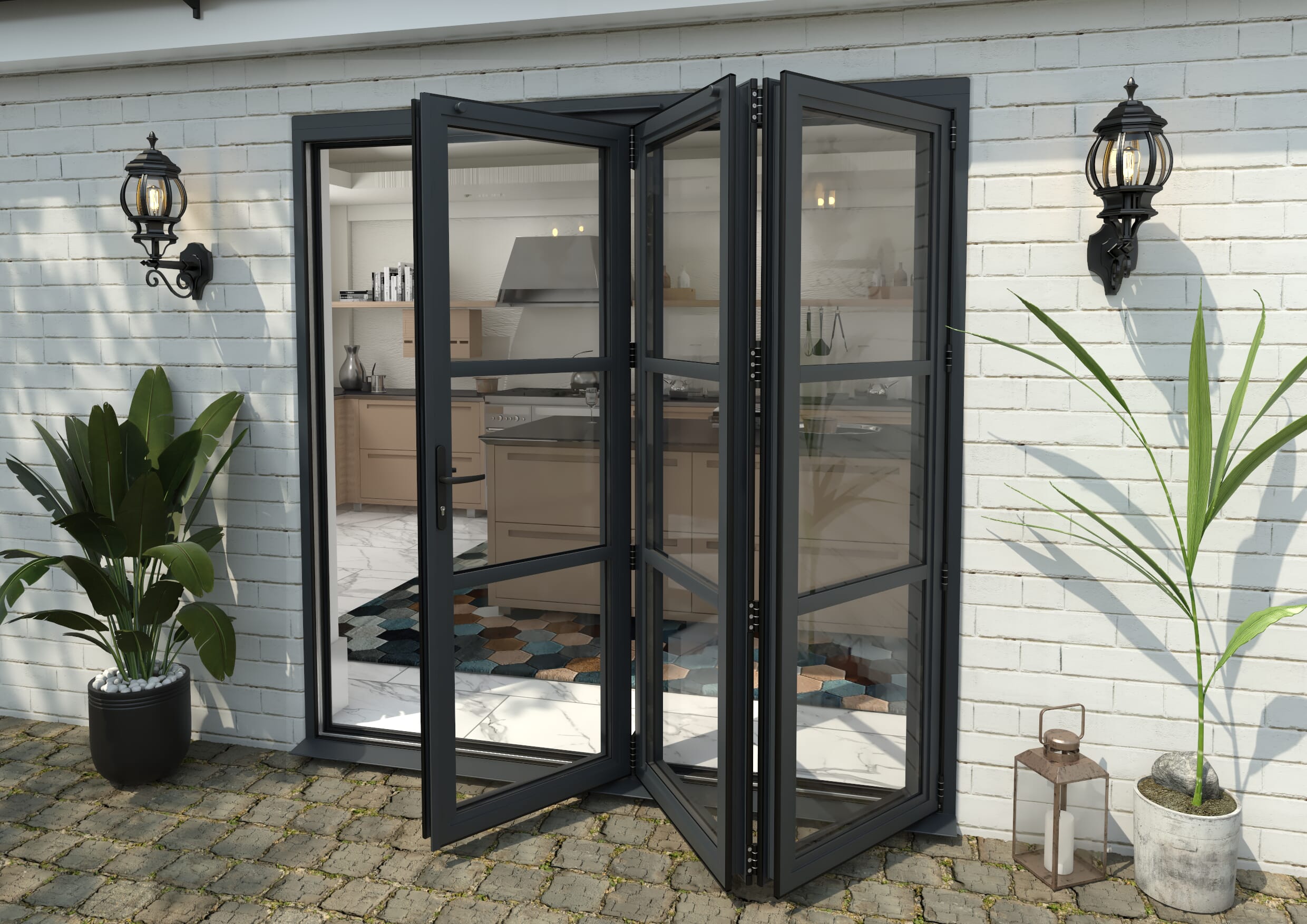 Heritage Anthracite Grey Aluminium External Bi-folding Doors Image