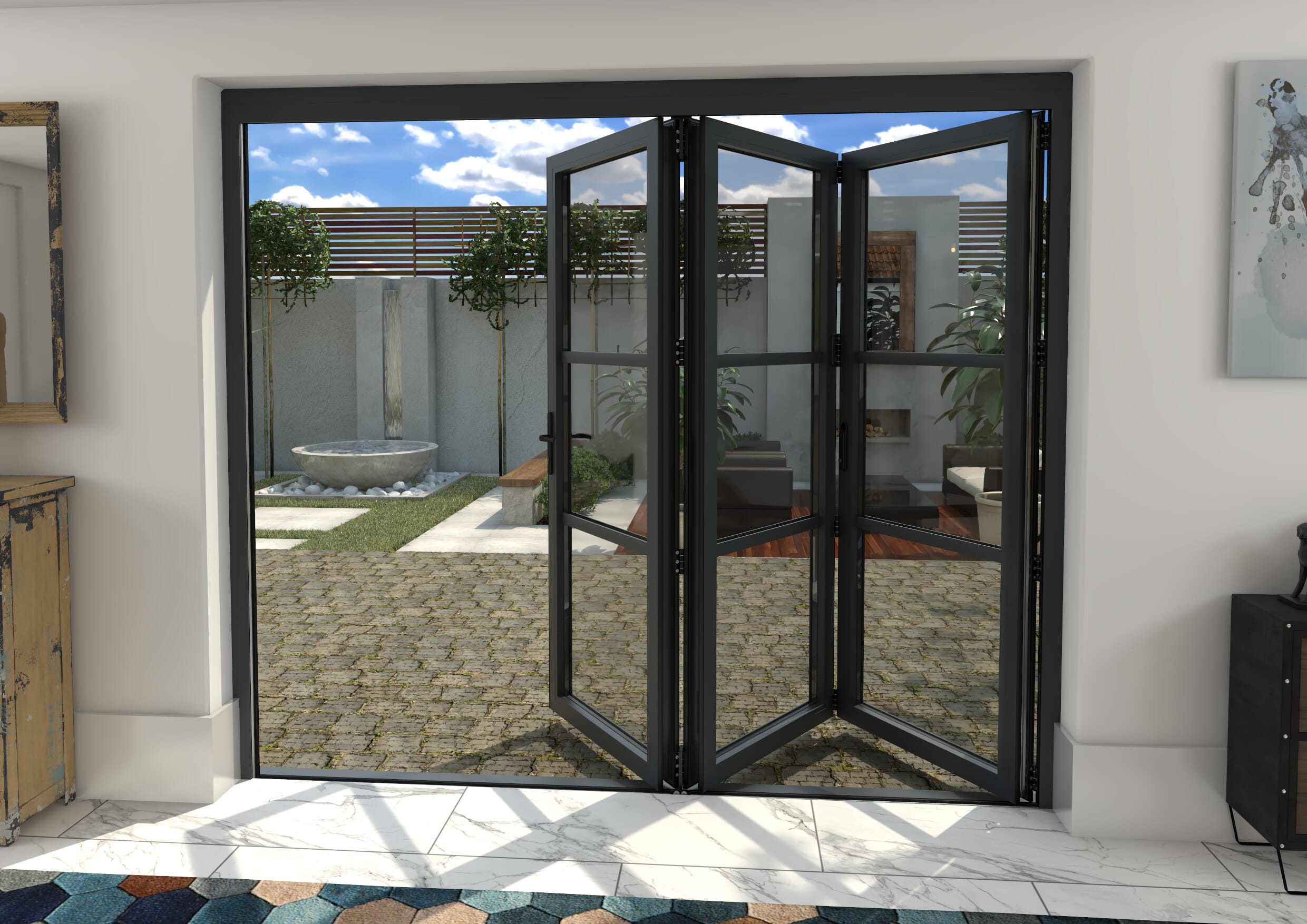 2400mm Grey Heritage Aluminium Bifold Doors - 3 Left