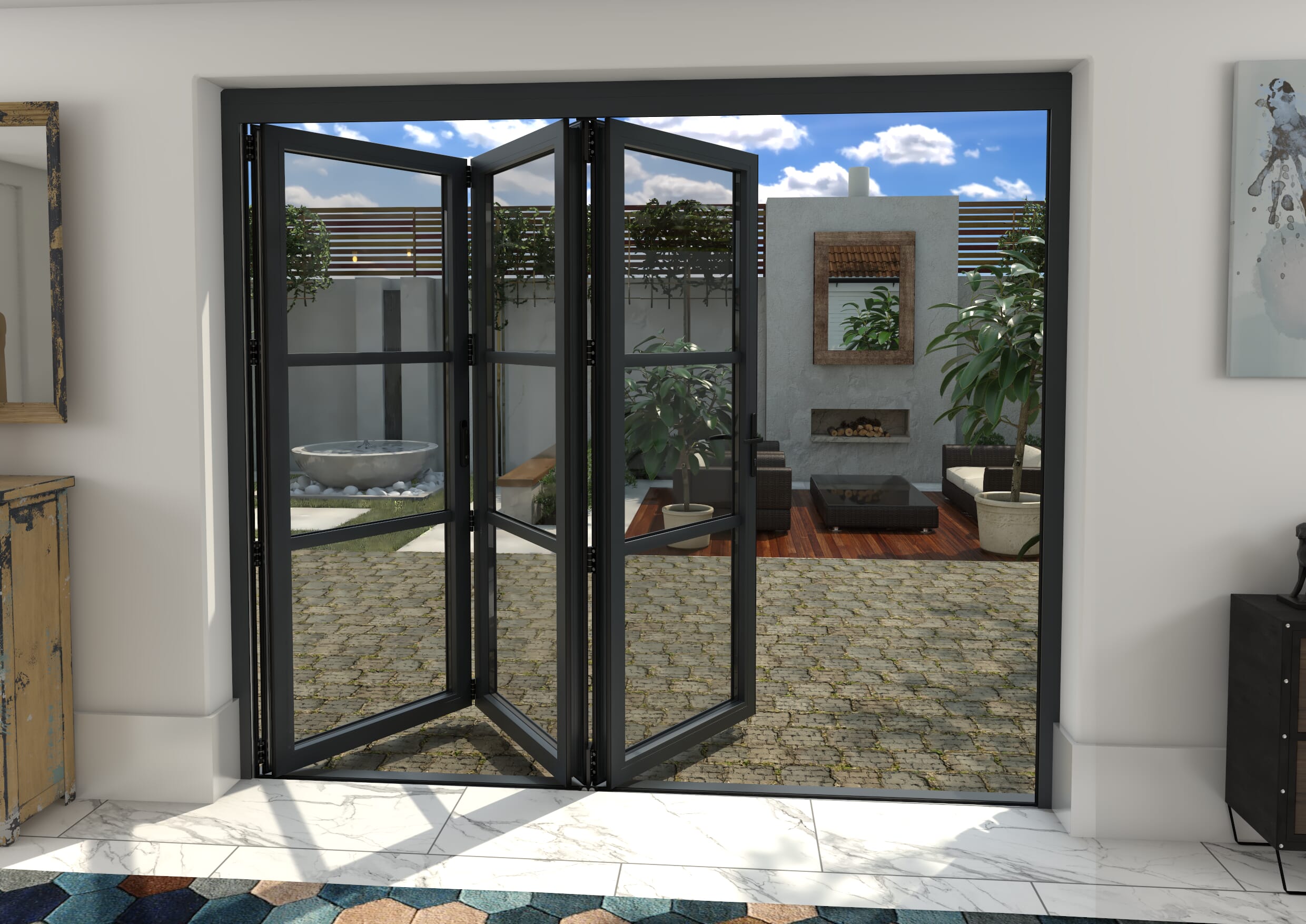 2400mm Grey Heritage Aluminium Bifold Doors - 3 Right At Climadoor