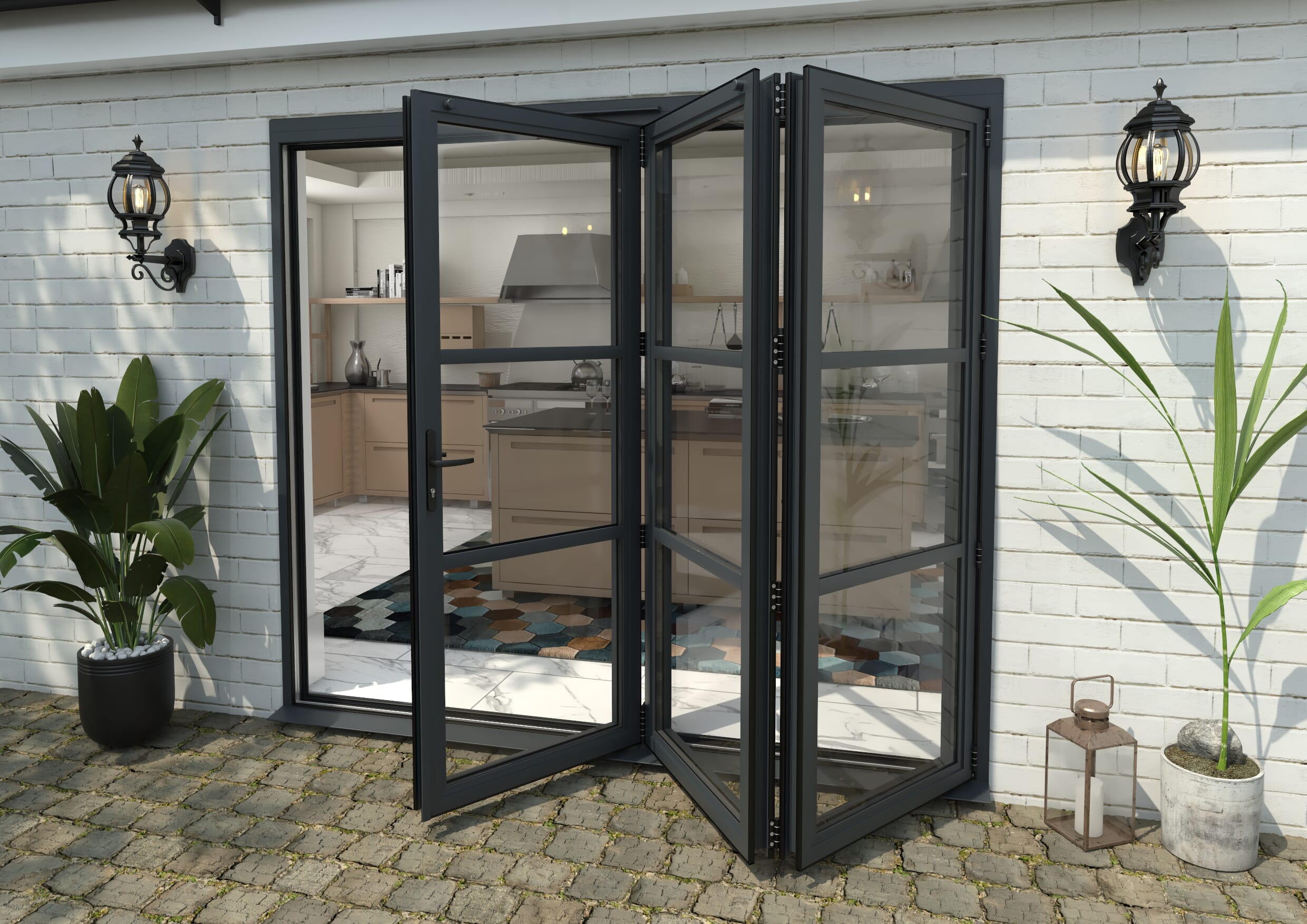Heritage Anthracite Grey Aluminium External Bi-folding Doors Image