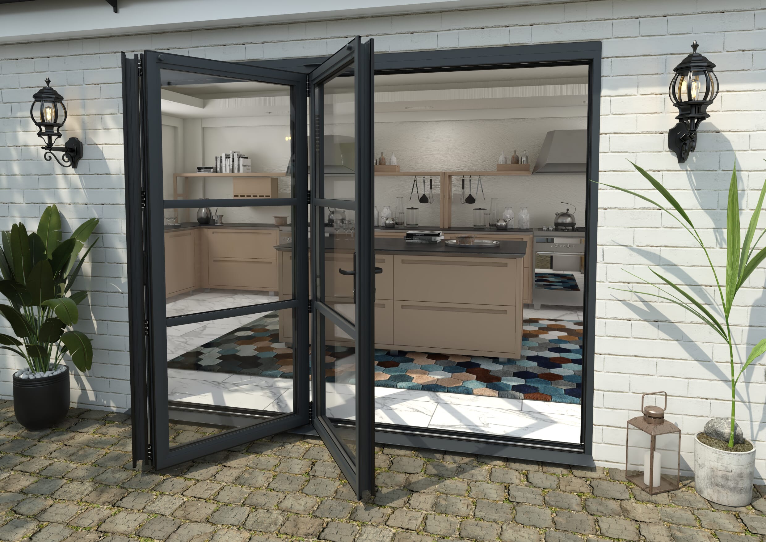 Heritage Anthracite Grey Aluminium External Bi-folding Doors Image