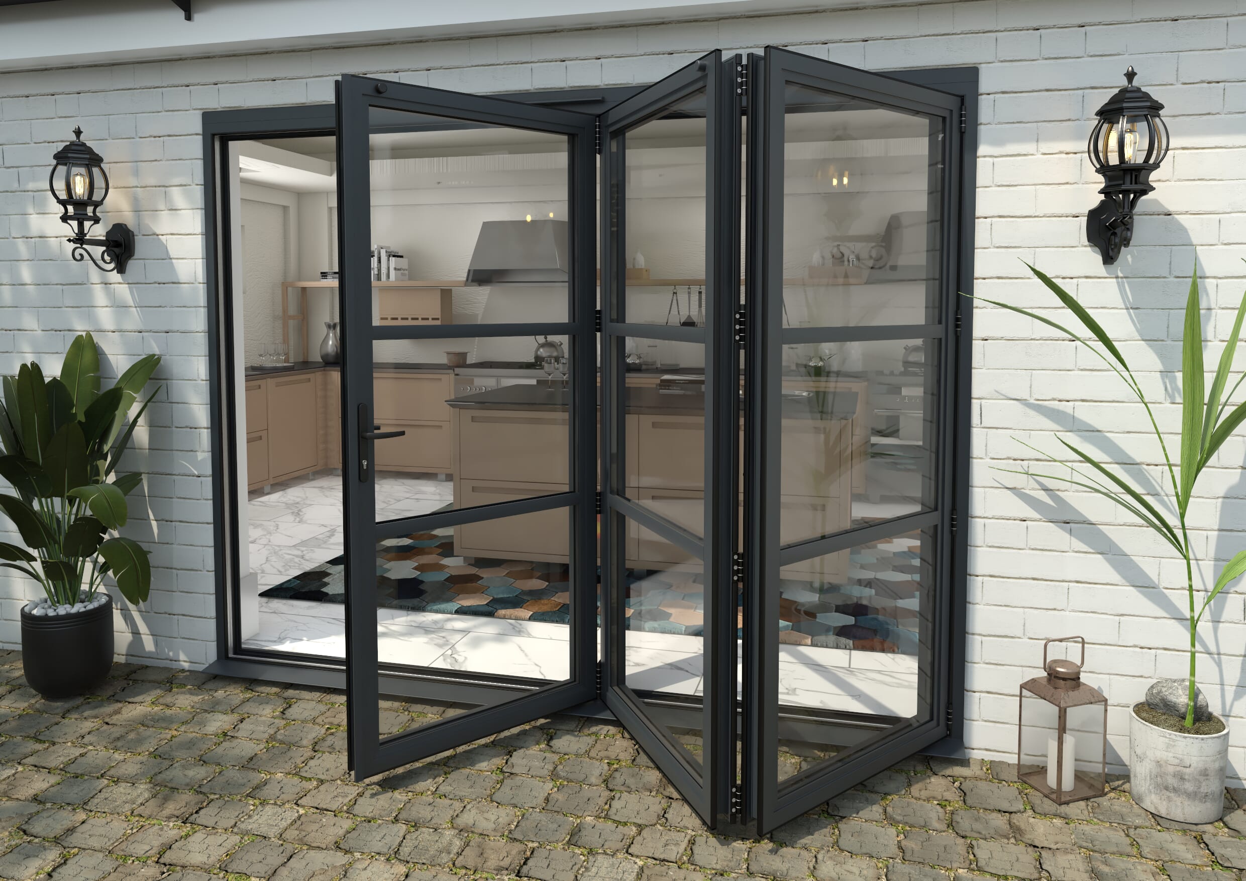 Heritage Anthracite Grey Aluminium External Bi-folding Doors Image
