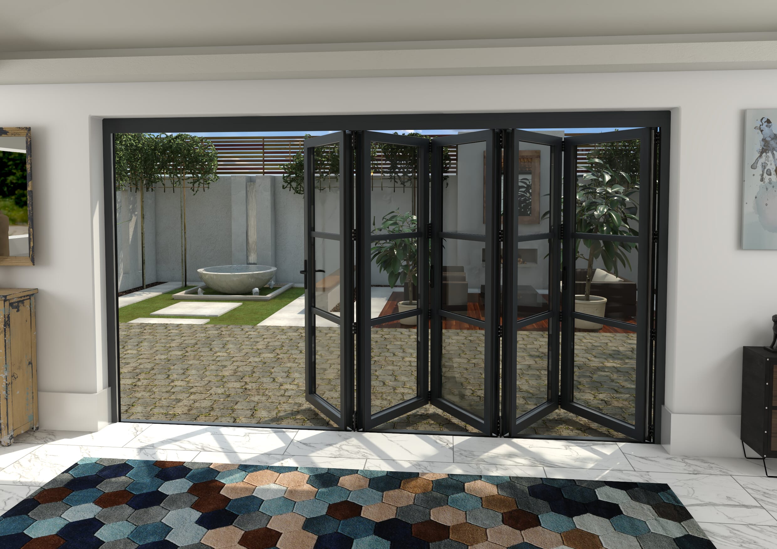 3600mm Grey Heritage Aluminium Bifold Doors - 5 Left