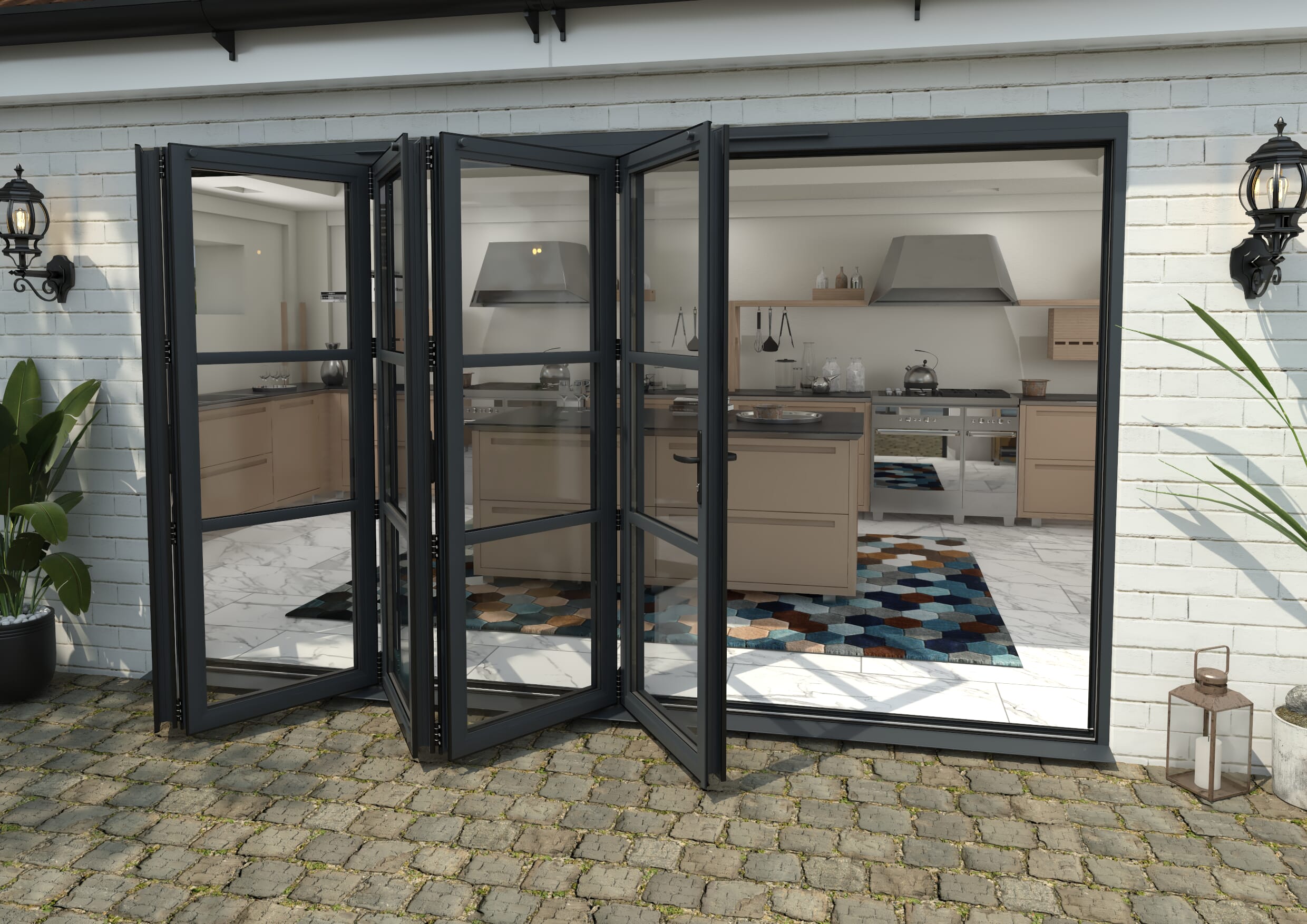 Heritage Anthracite Grey Aluminium External Bi-folding Doors Image