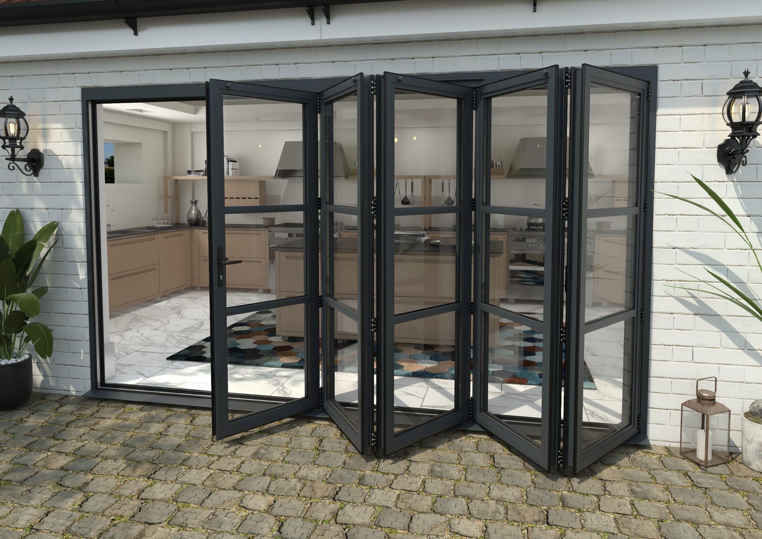 Heritage Anthracite Grey Aluminium External Bi-folding Doors Image