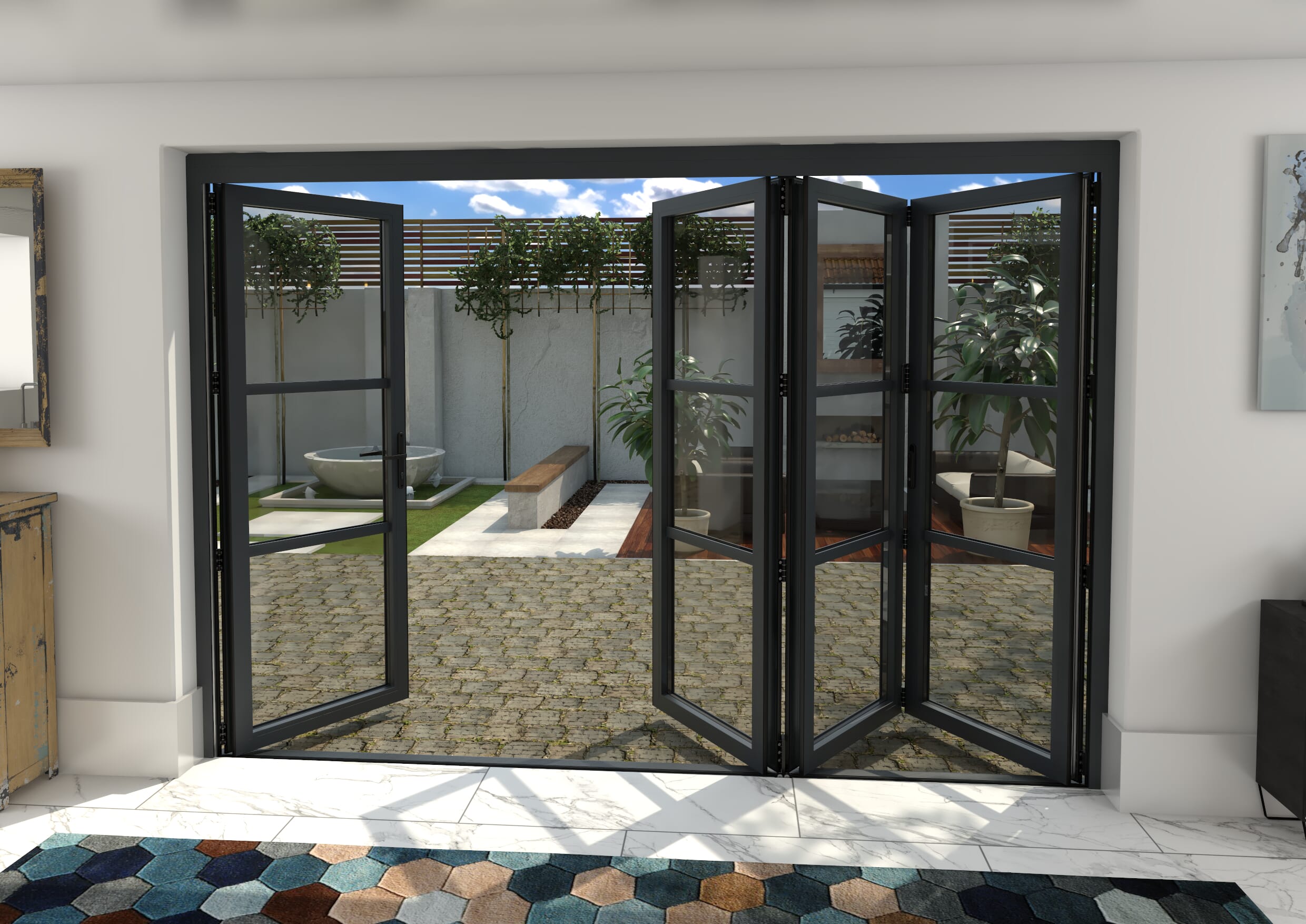 3000mm Grey Heritage Aluminium Bifold Doors - 3 Left 1 Right