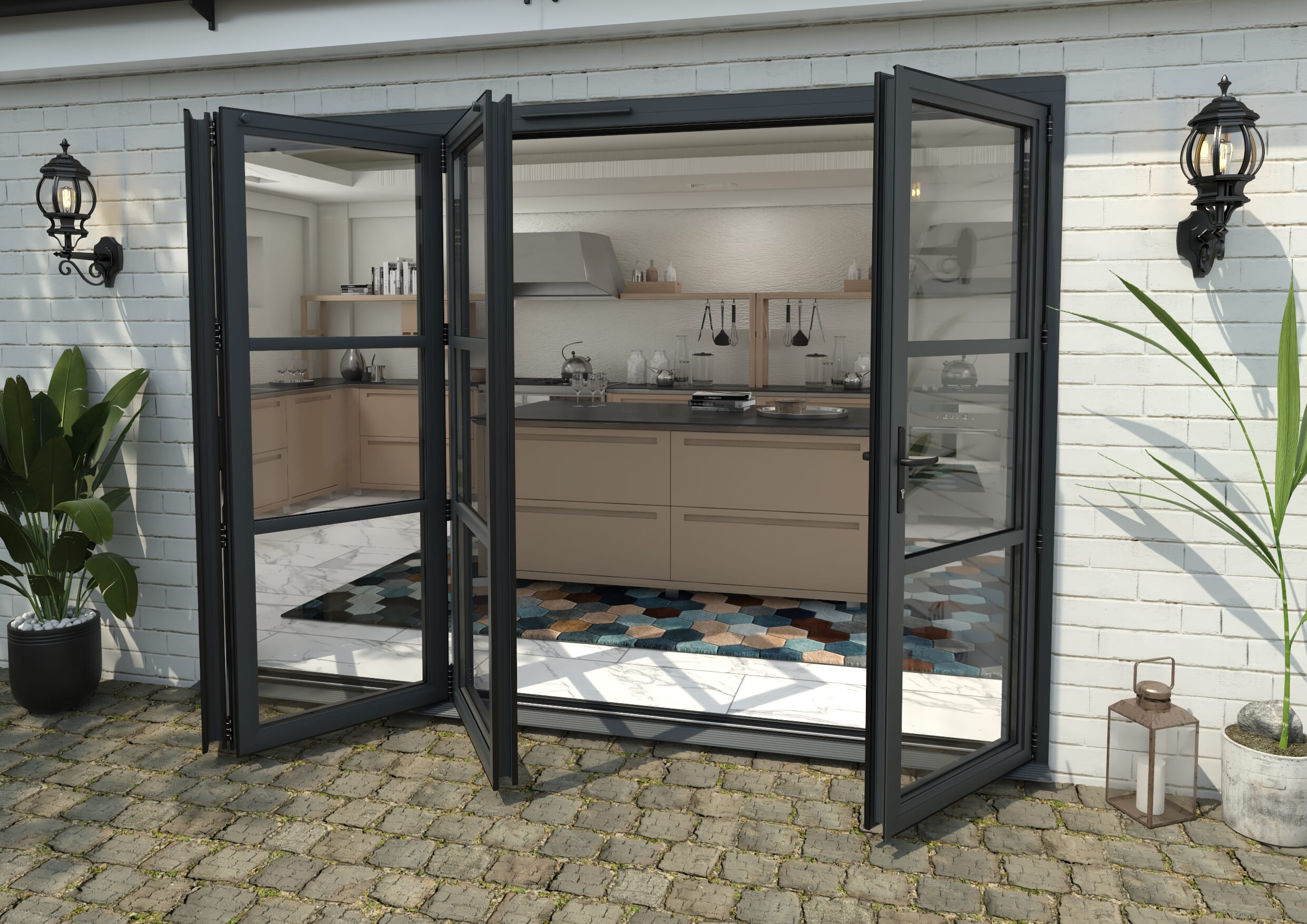 Heritage Anthracite Grey Aluminium External Bi-folding Doors Image