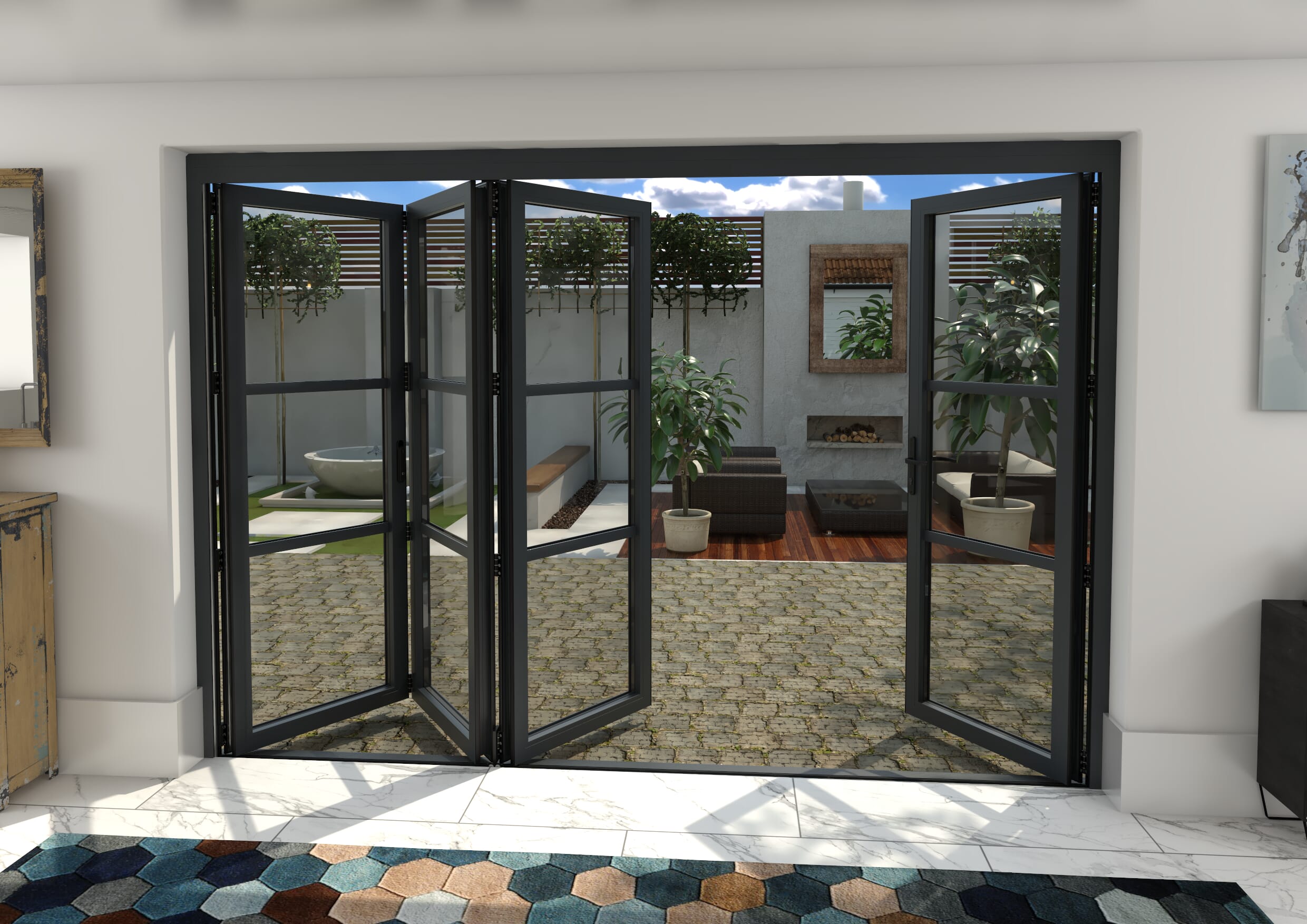 3000mm Grey Heritage Aluminium Bifold Doors - 1 Left 3 Right