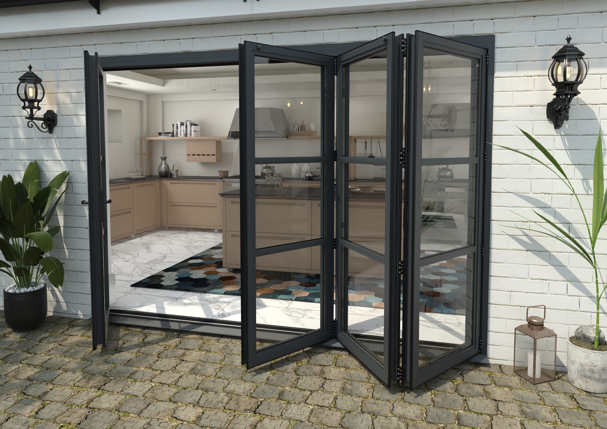 Heritage Anthracite Grey Aluminium External Bi-folding Doors Image