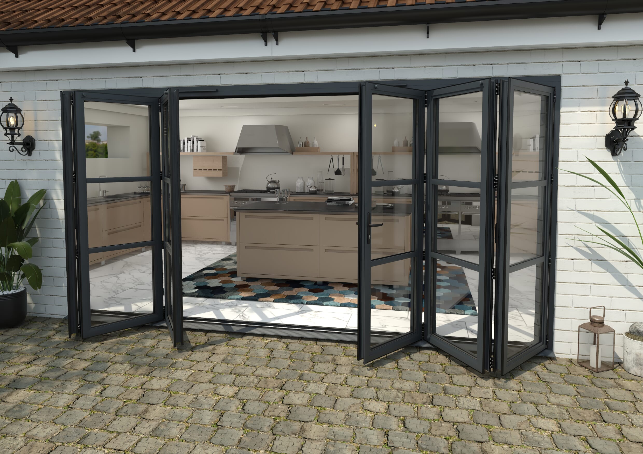 Heritage Anthracite Grey Aluminium External Bi-folding Doors Image