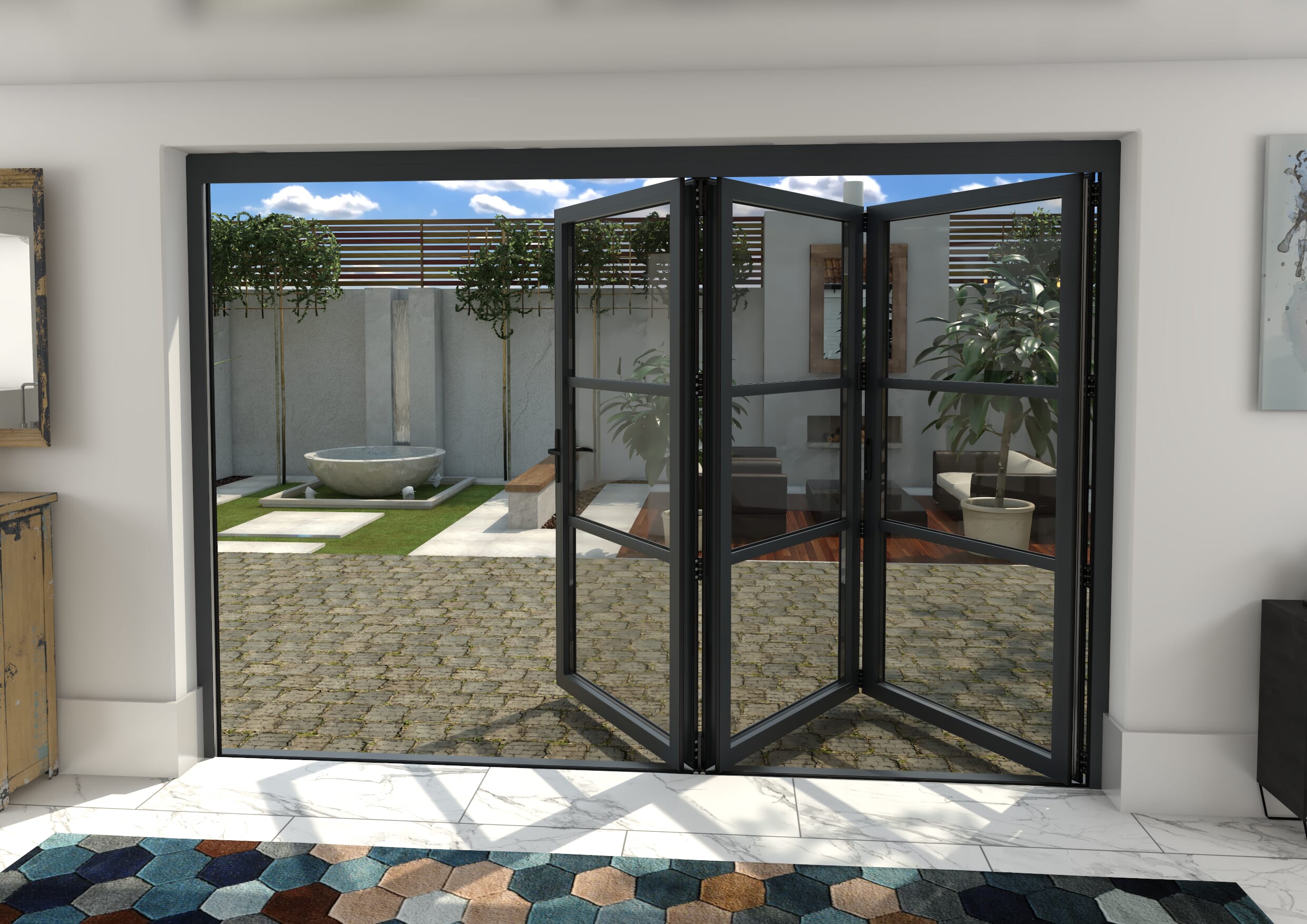 3000mm Grey Heritage Aluminium Bifold Doors - 3 Left