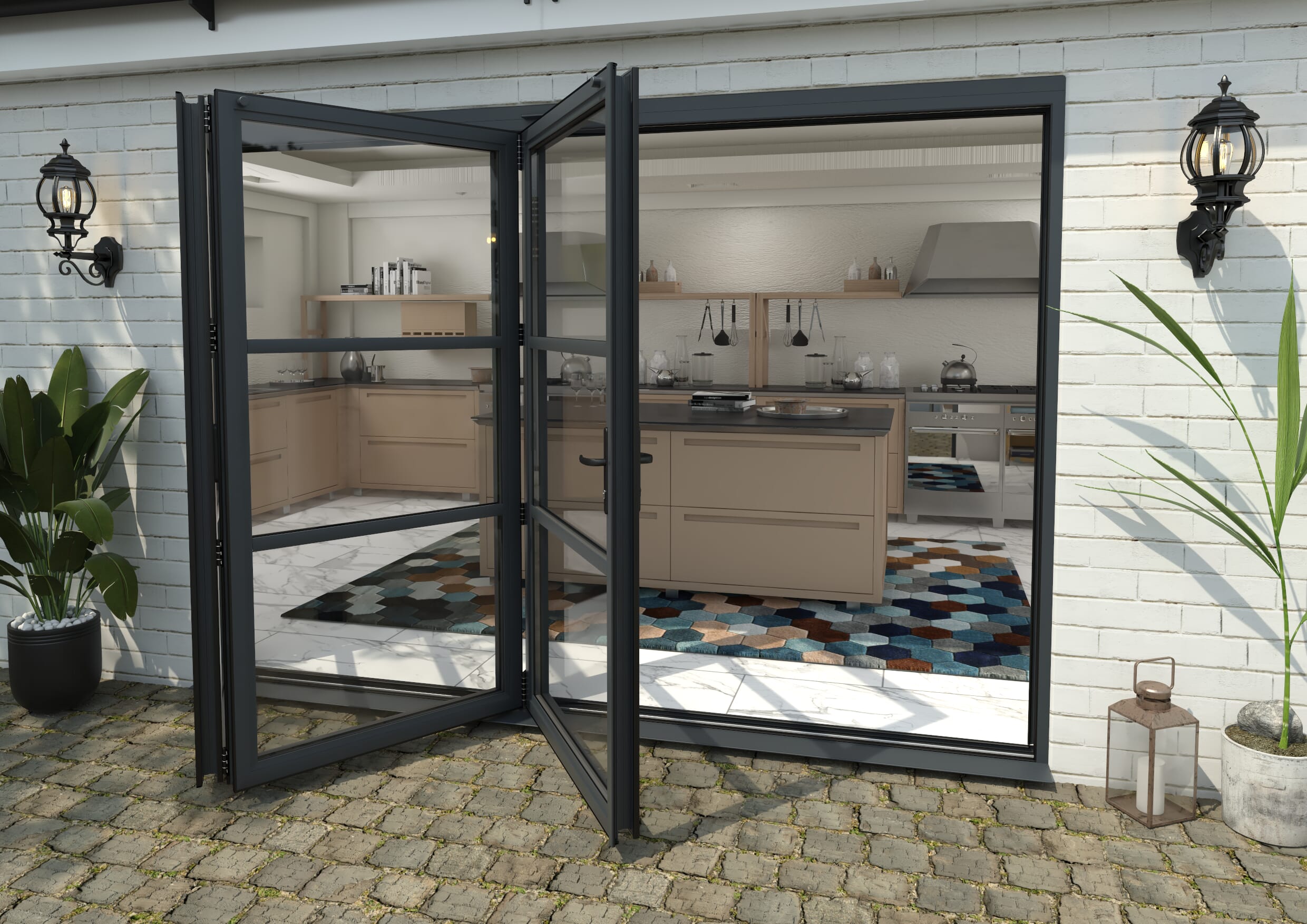 Heritage Anthracite Grey Aluminium External Bi-folding Doors Image