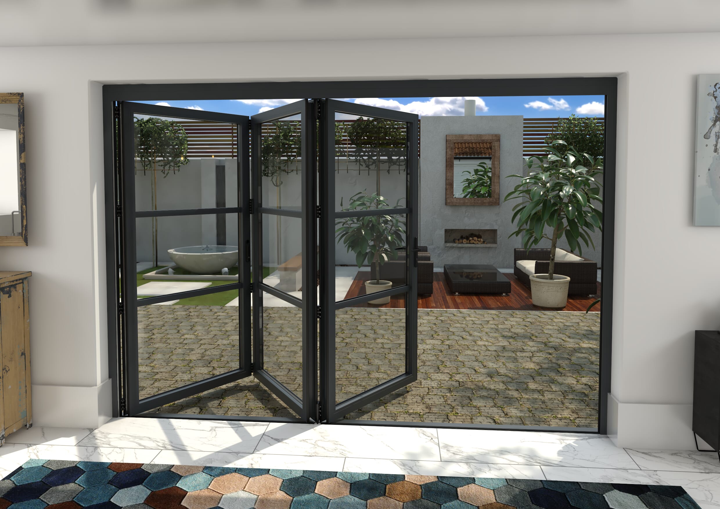 3000mm Grey Heritage Aluminium Bifold Doors - 3 Right
