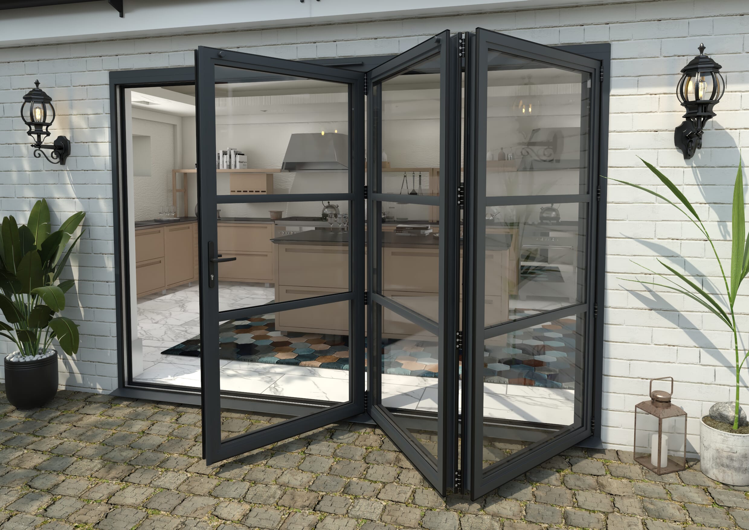 Heritage Anthracite Grey Aluminium External Bi-folding Doors Image
