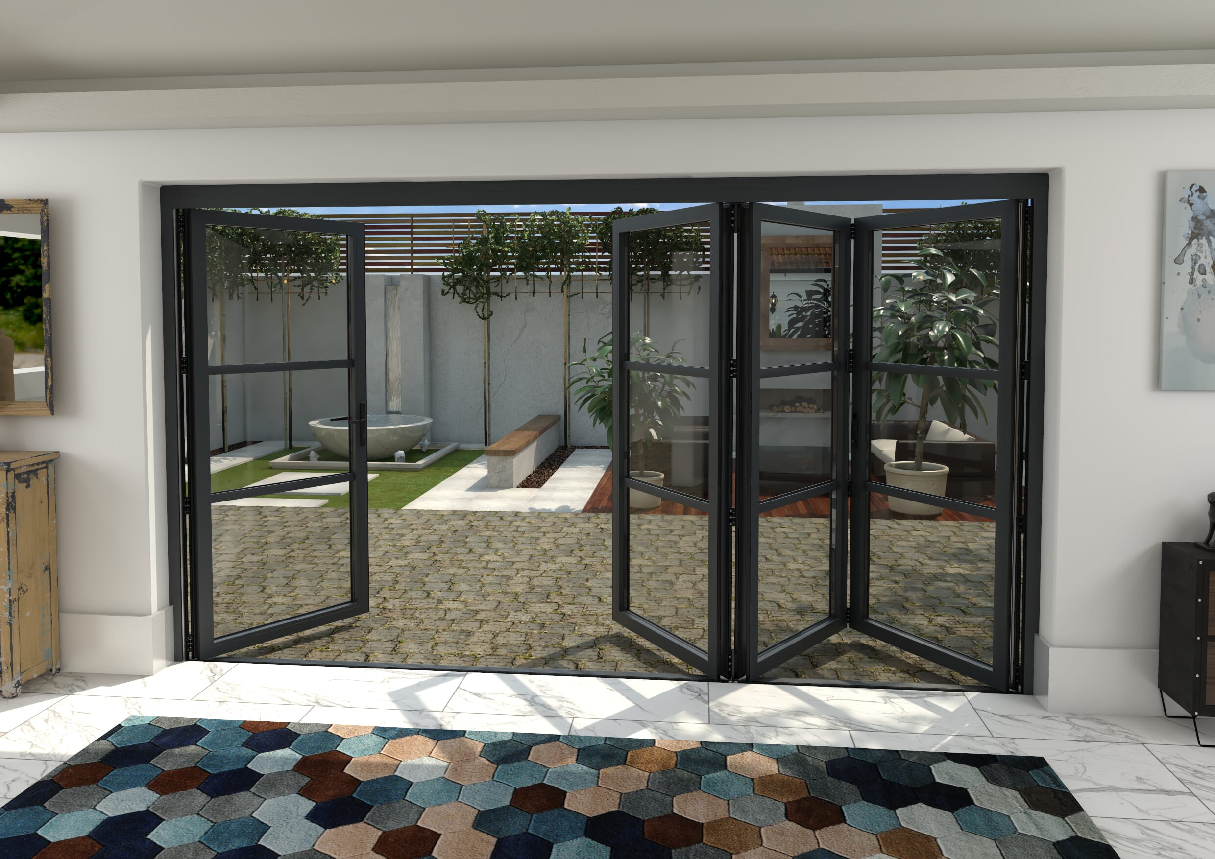 Heritage Anthracite Grey Aluminium External Bi-folding Doors Image