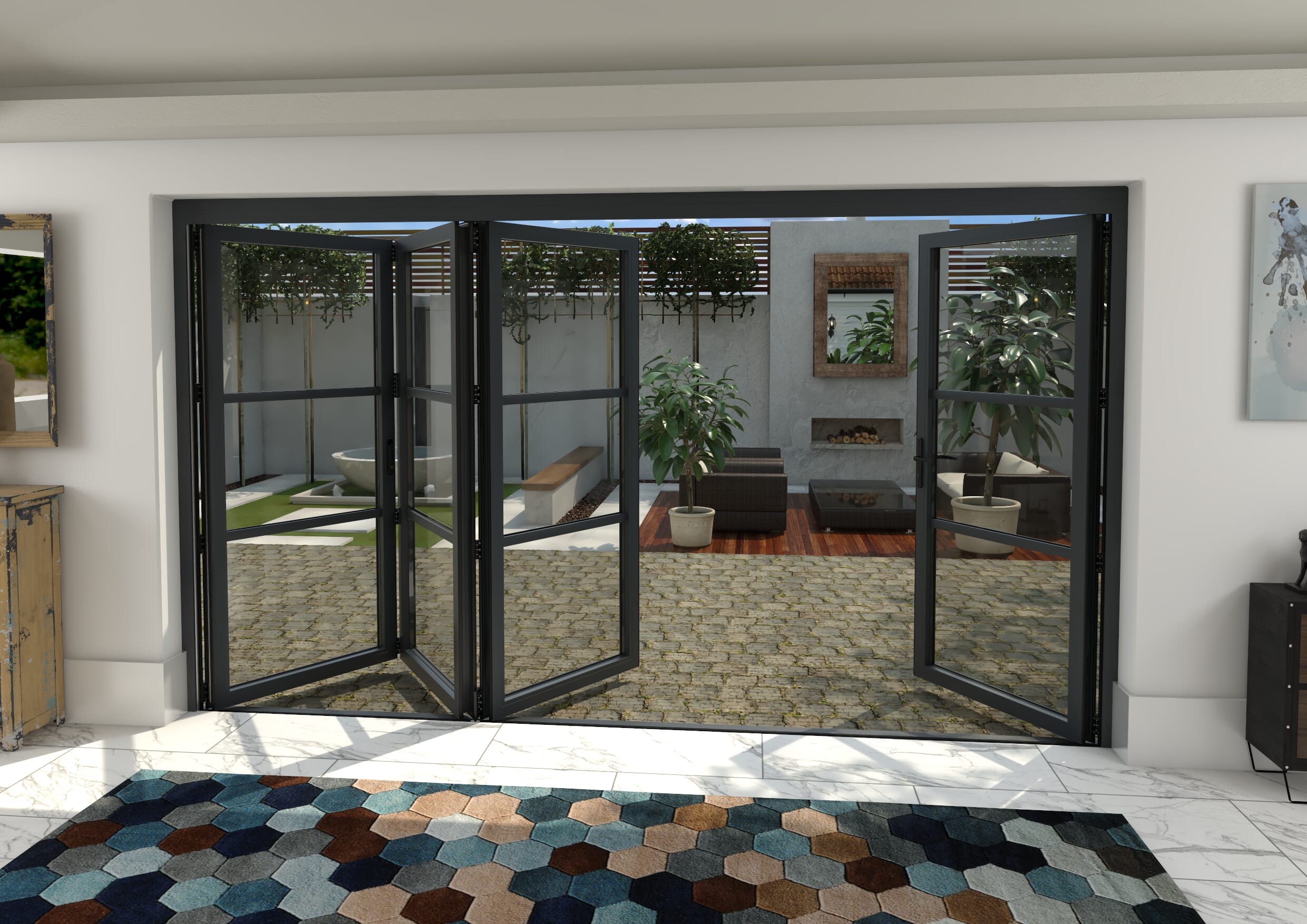 3600mm Grey Heritage Aluminium Bifold Doors - 1 Left 3 Right