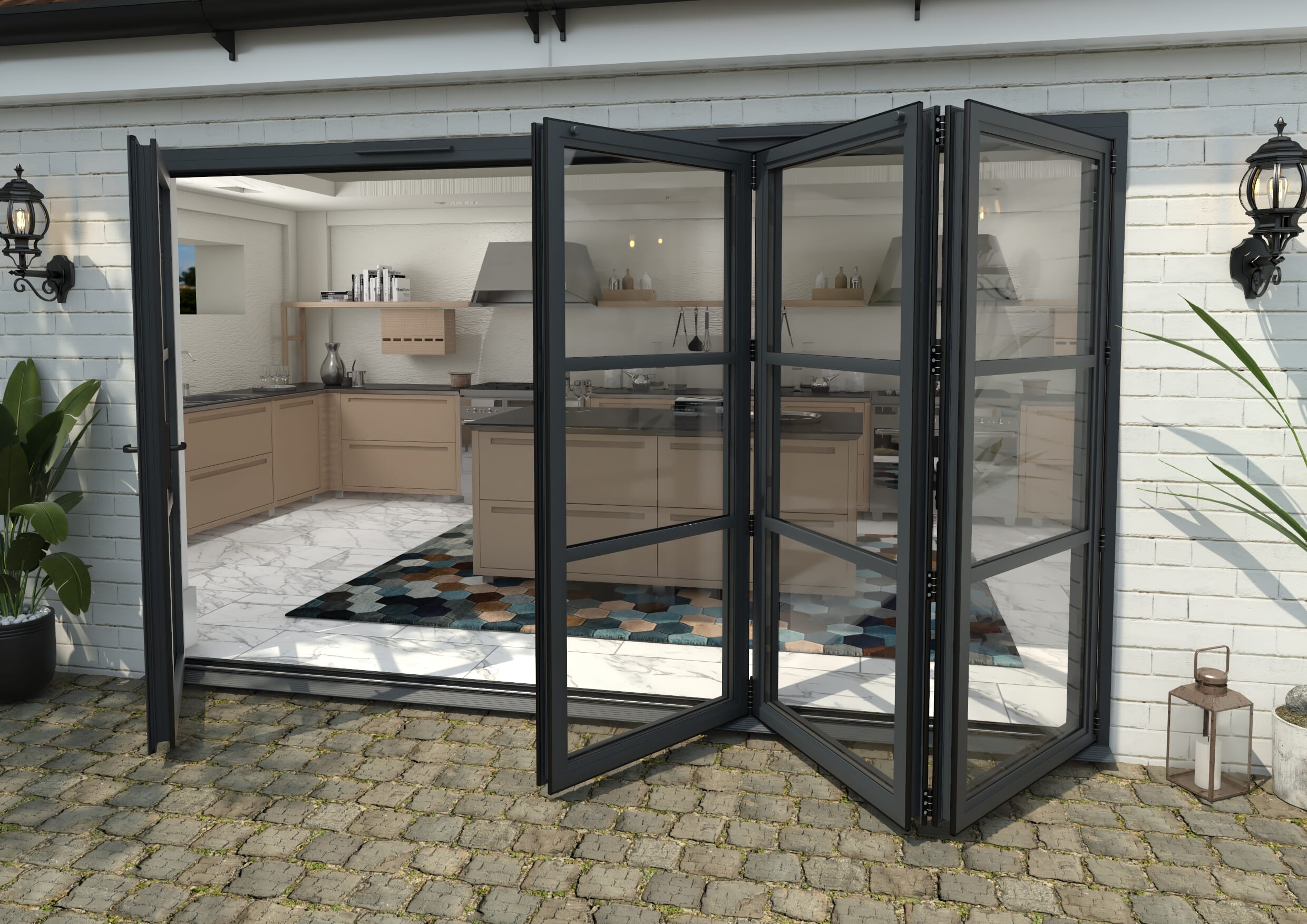 Heritage Anthracite Grey Aluminium External Bi-folding Doors Image