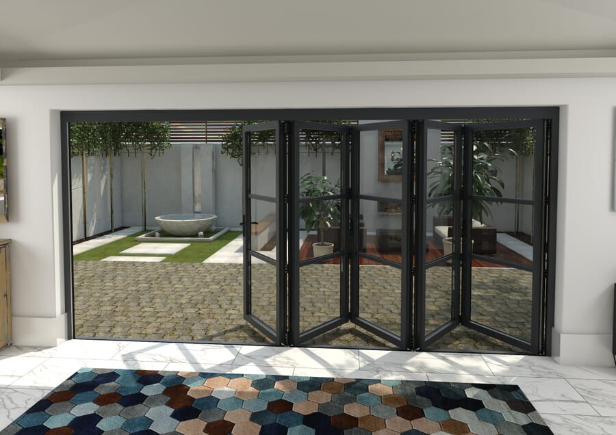 Climadoor Grey Heritage Aluminium Bi-folding Patio Doors