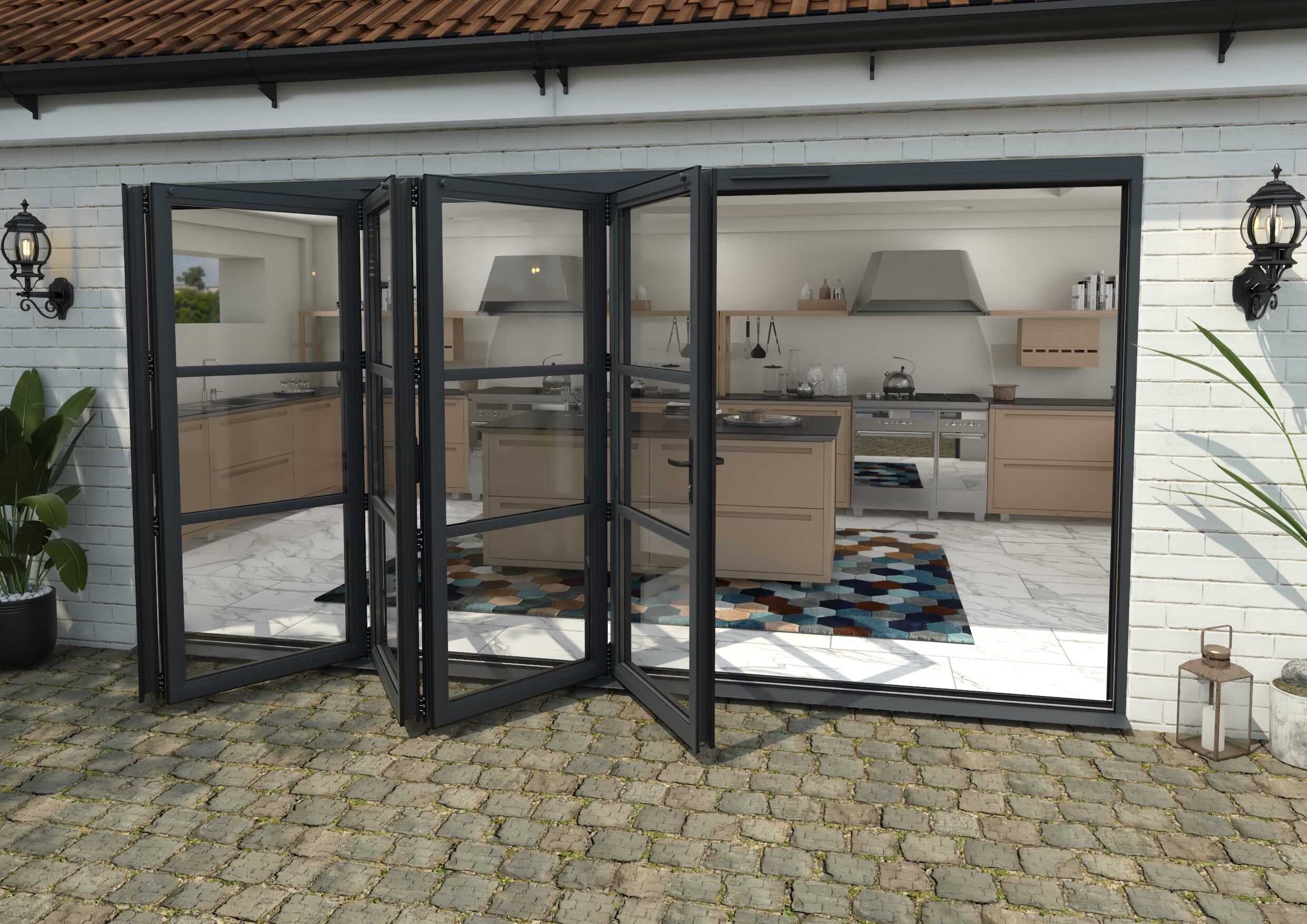 Heritage Anthracite Grey Aluminium External Bi-folding Doors Image