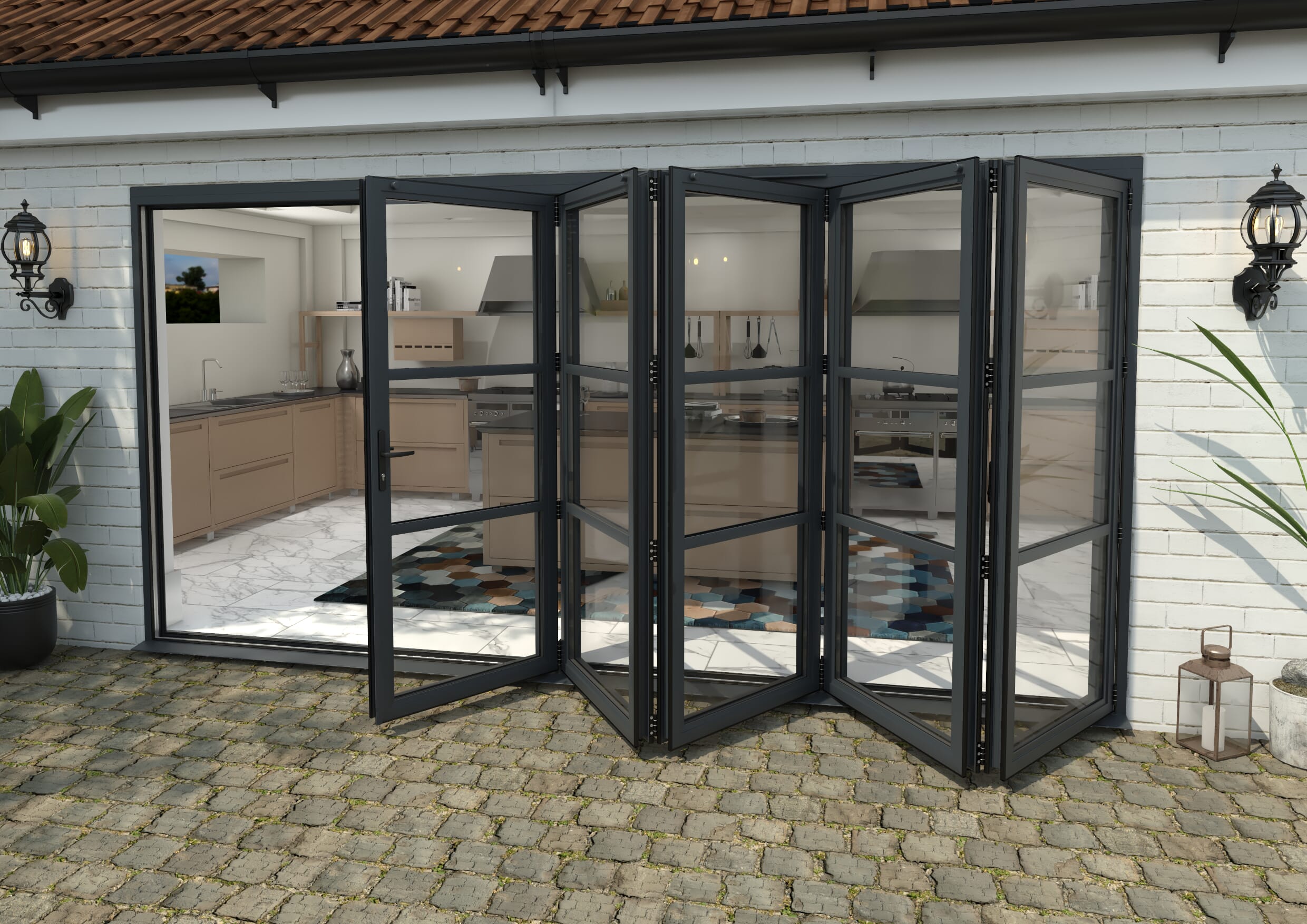 Heritage Anthracite Grey Aluminium External Bi-folding Doors Image