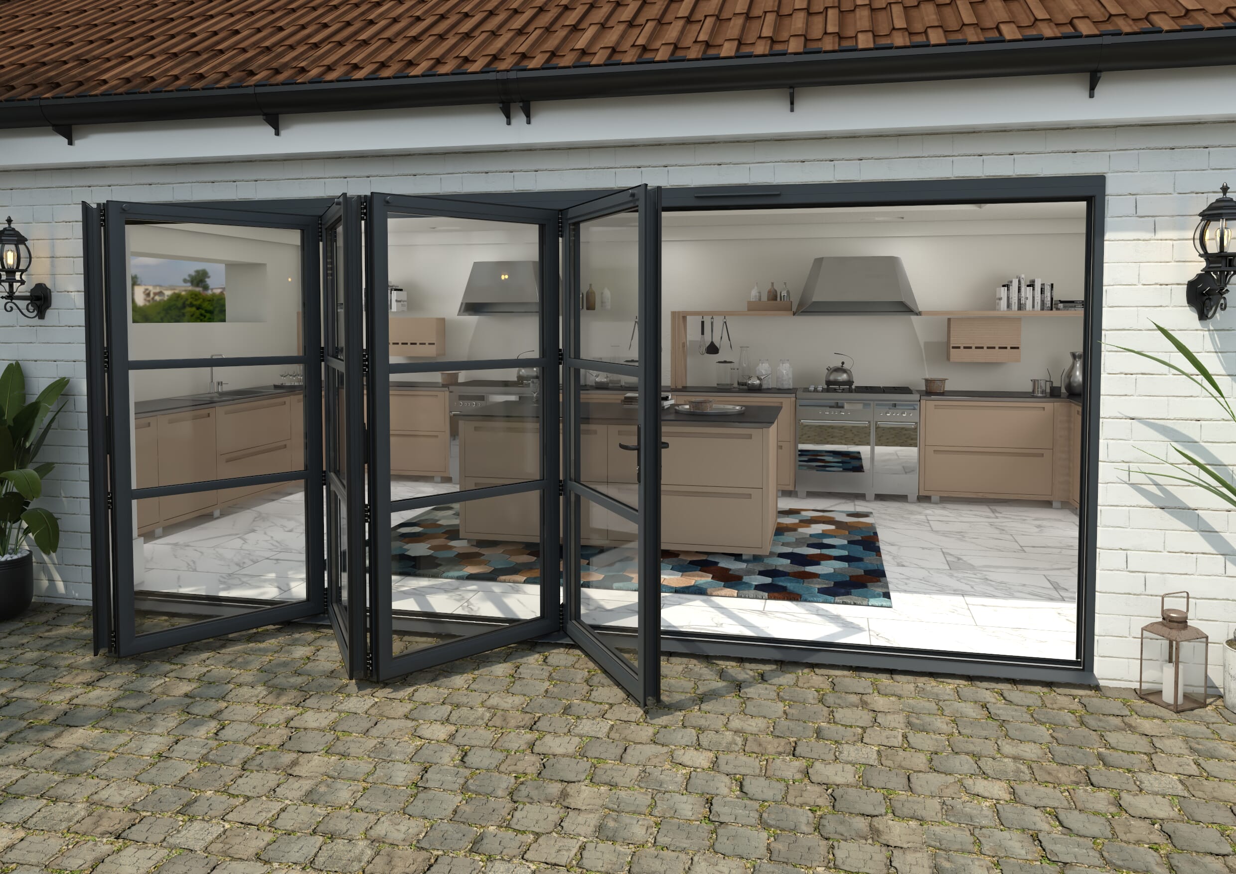 Heritage Anthracite Grey Aluminium External Bi-folding Doors Image