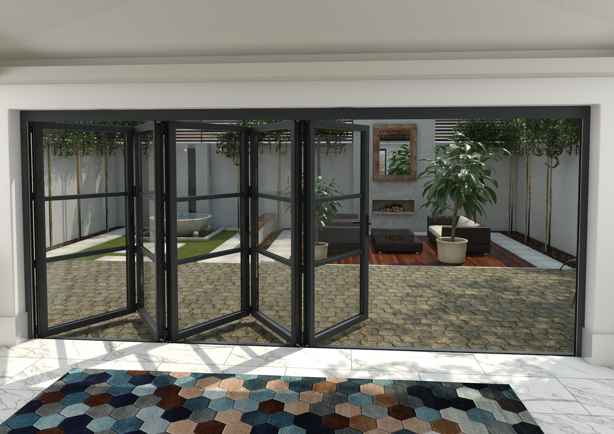 4800mm Grey Heritage Aluminium Bifold Doors - 5 Right At Climadoor