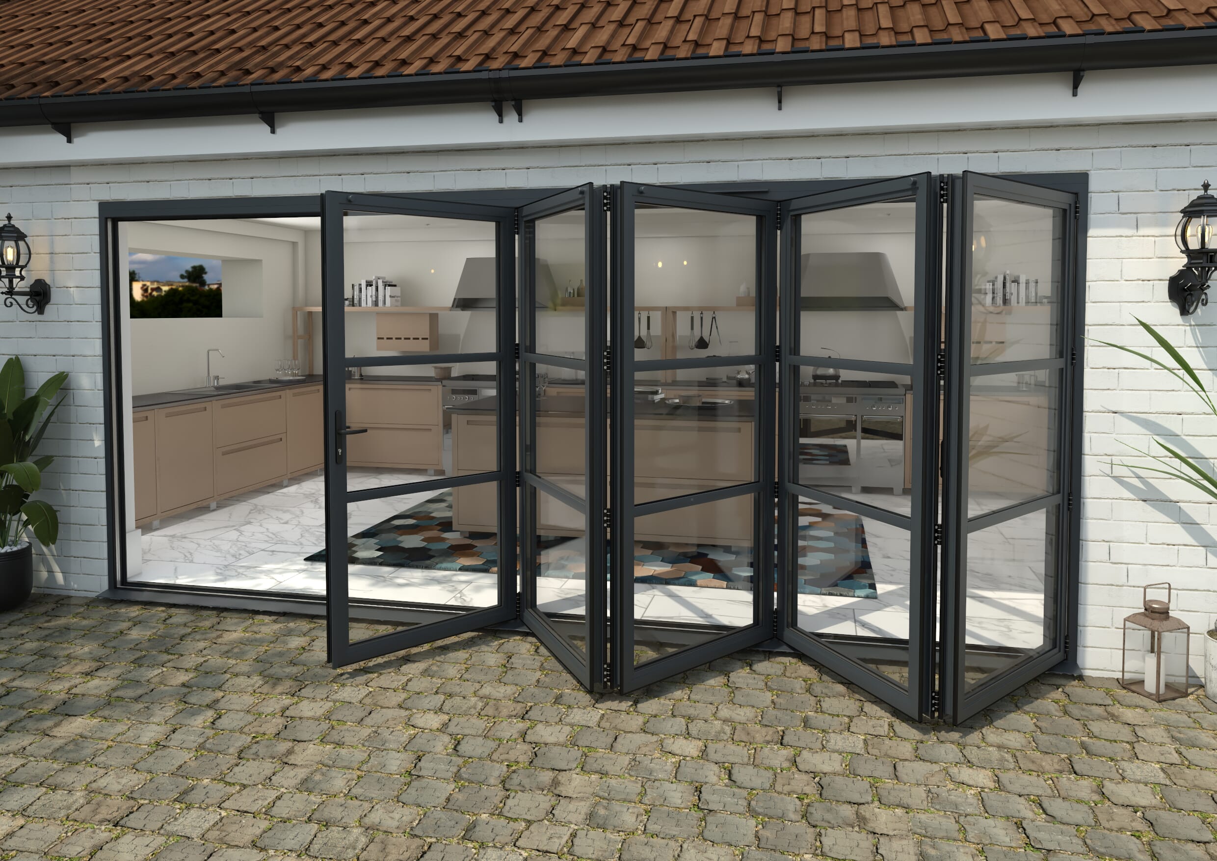 Heritage Anthracite Grey Aluminium External Bi-folding Doors Image