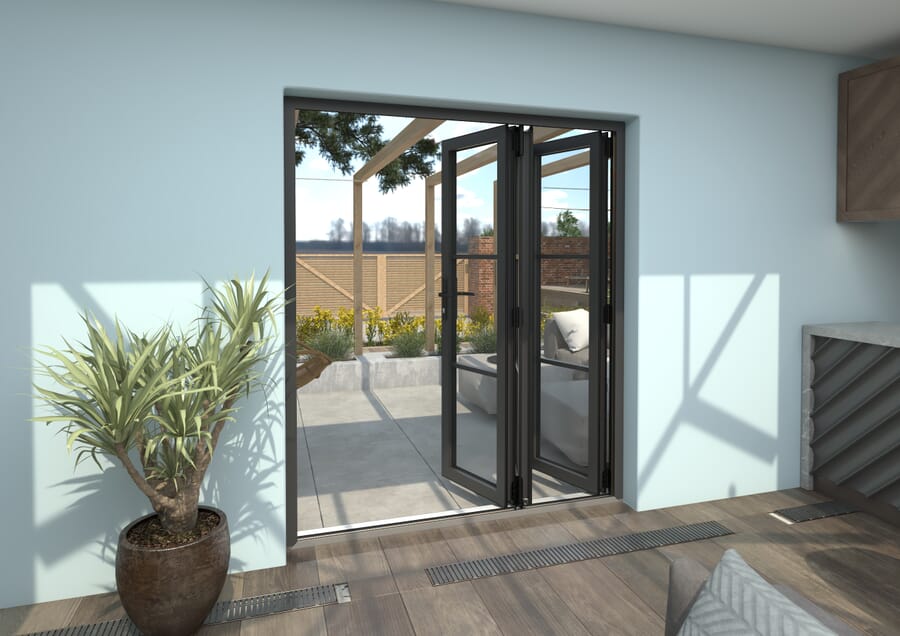 Climadoor Grey Heritage Aluminium Bifold Doors - Part Q Compliant