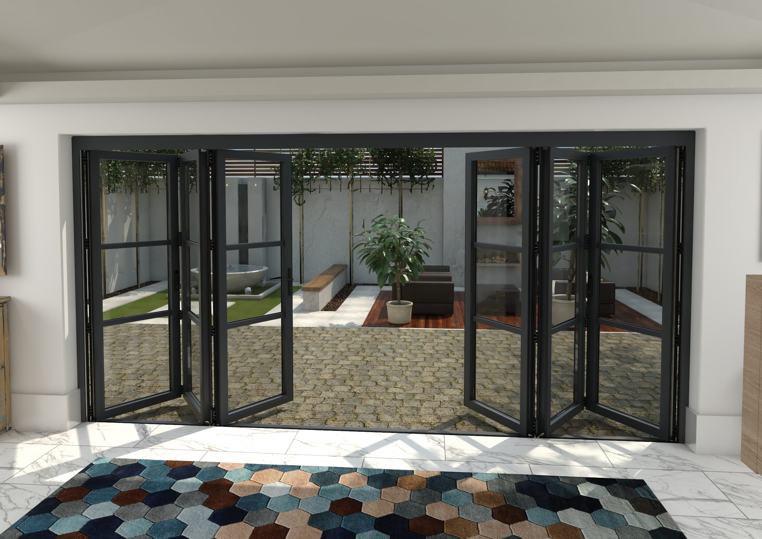 Part Q 4200mm Grey Heritage Aluminium Bifold Doors - 3 Left 3 Right
