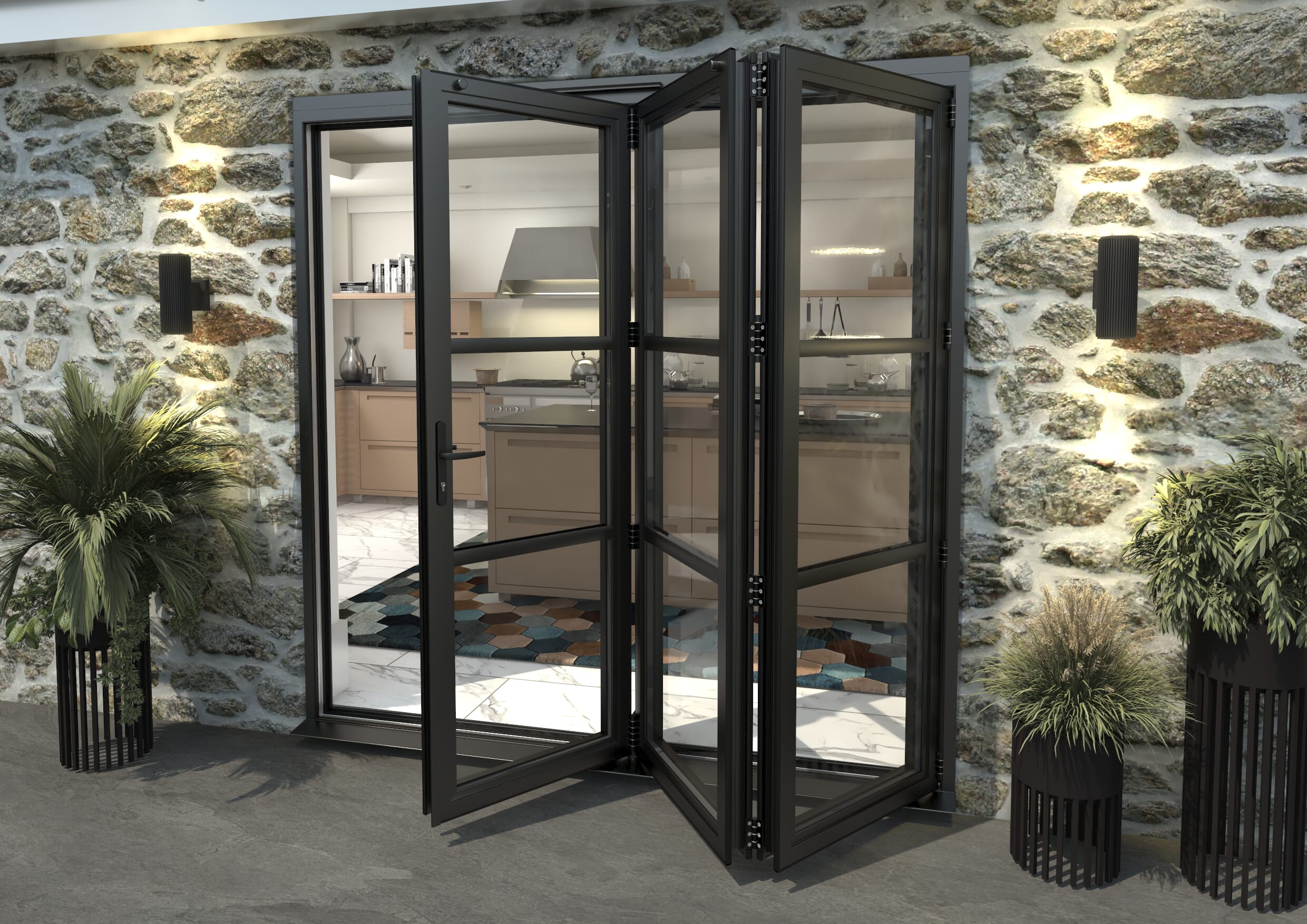 Heritage Black Aluminium External Bi-folding Doors Image