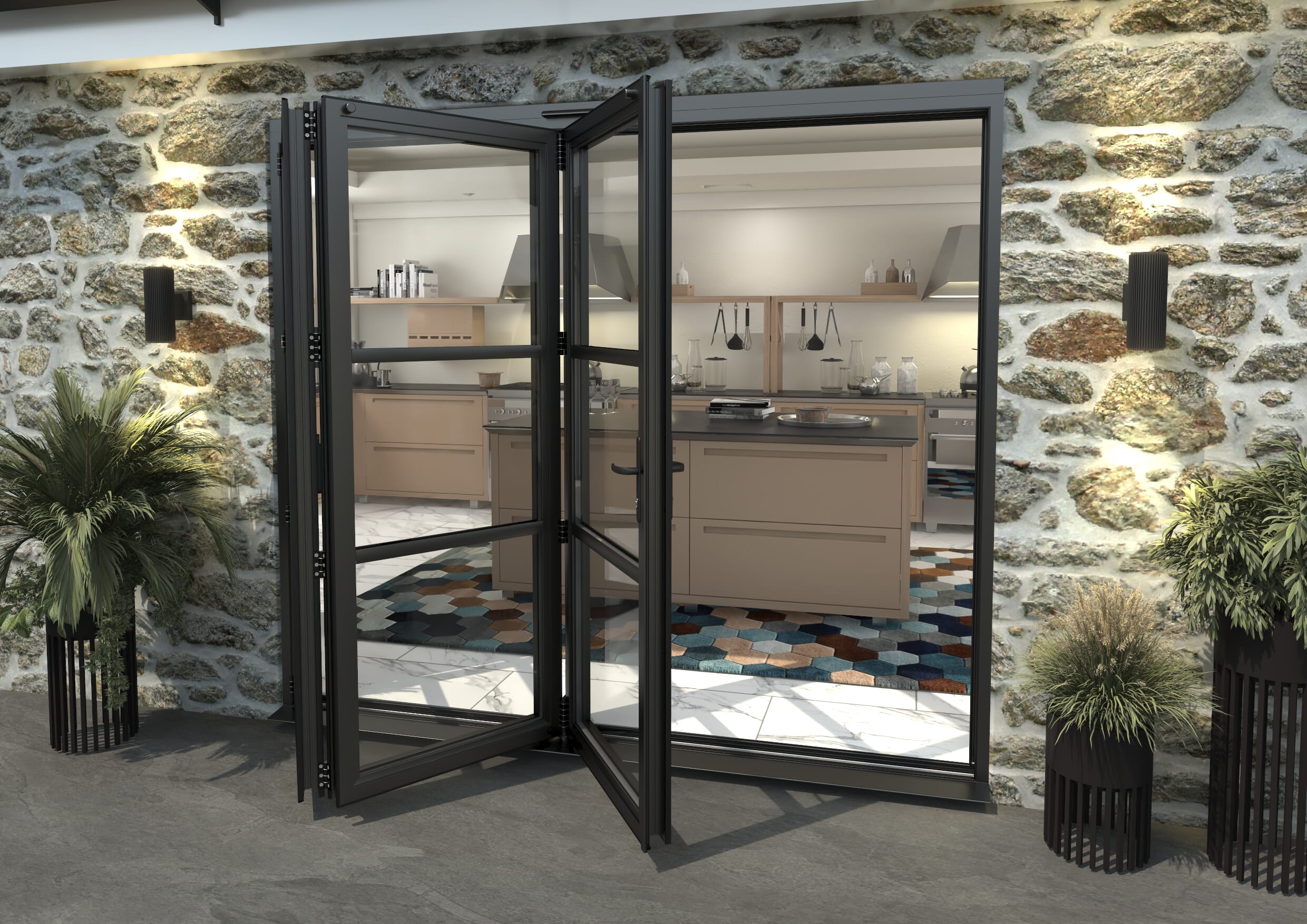 Heritage Black Aluminium External Bi-folding Doors Image