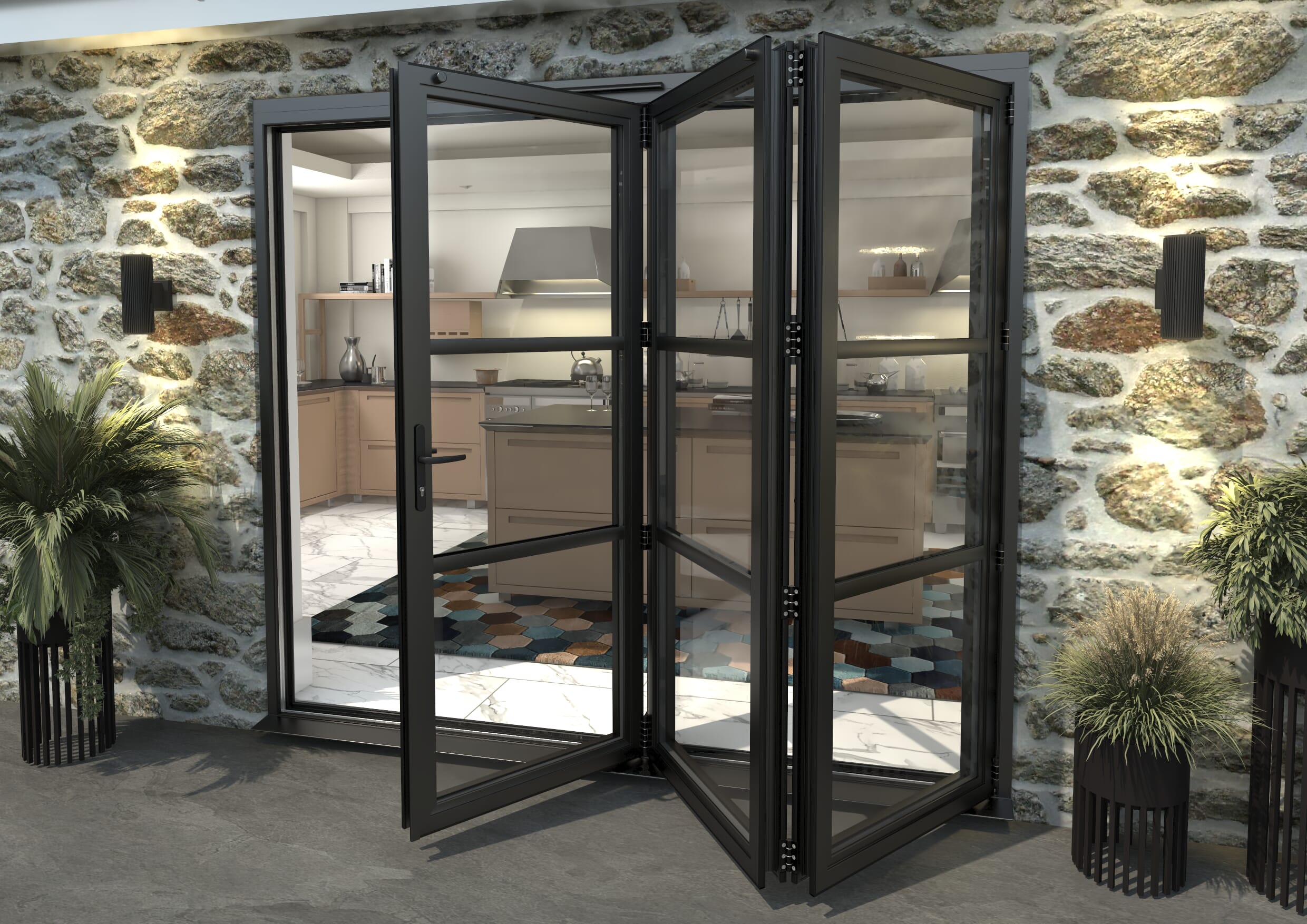 Heritage Black Aluminium External Bi-folding Doors Image