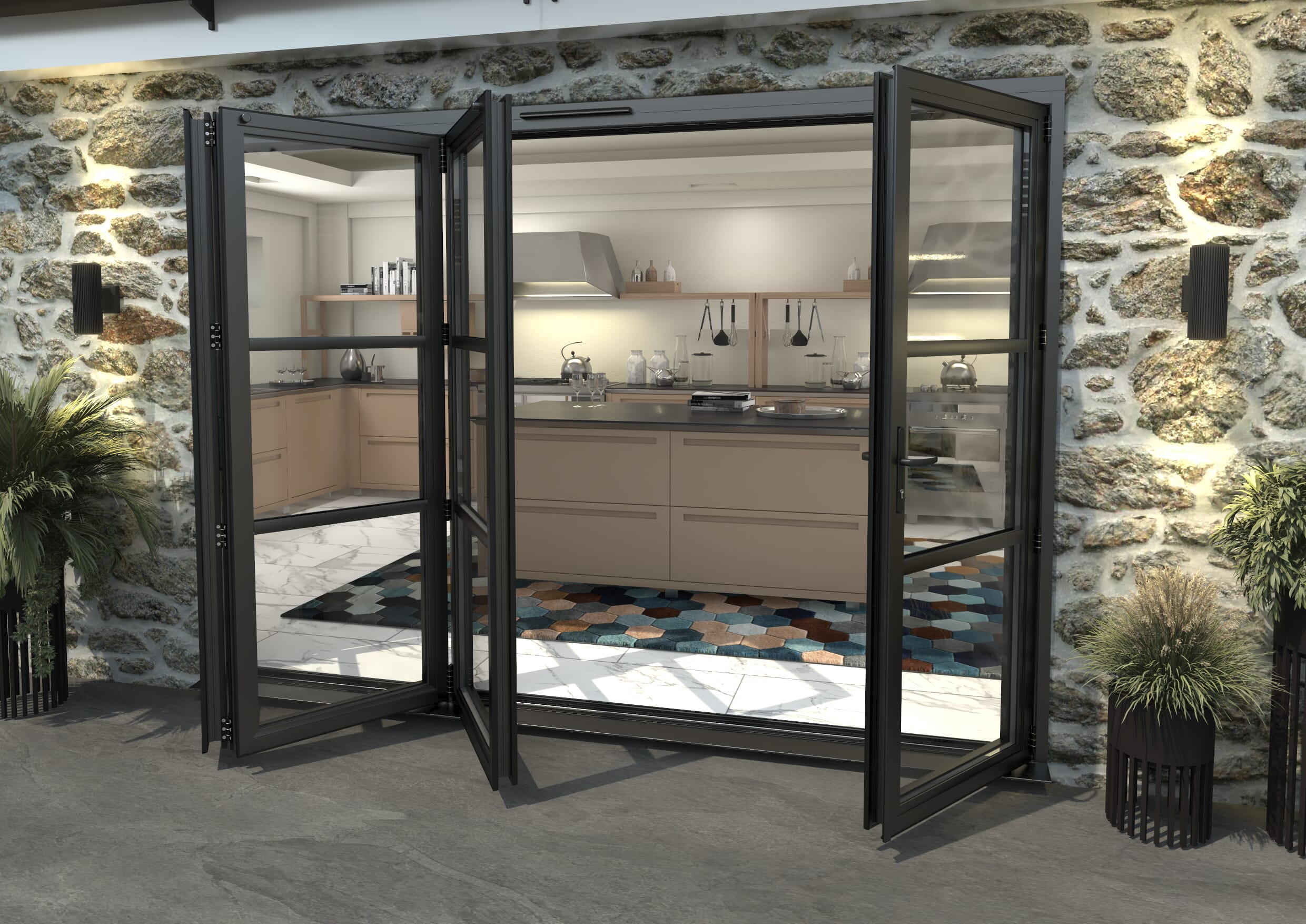 Heritage Black Aluminium External Bi-folding Doors Image