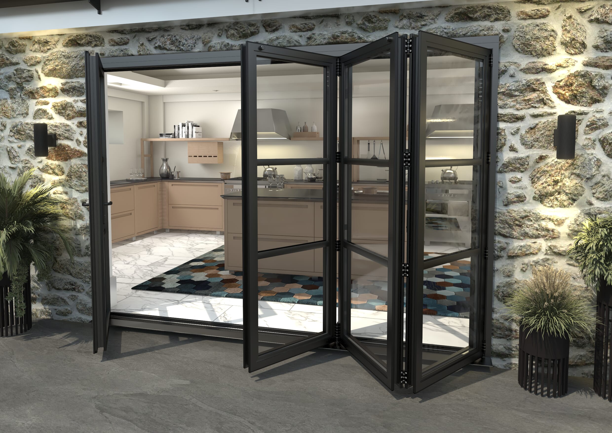 Heritage Black Aluminium External Bi-folding Doors Image