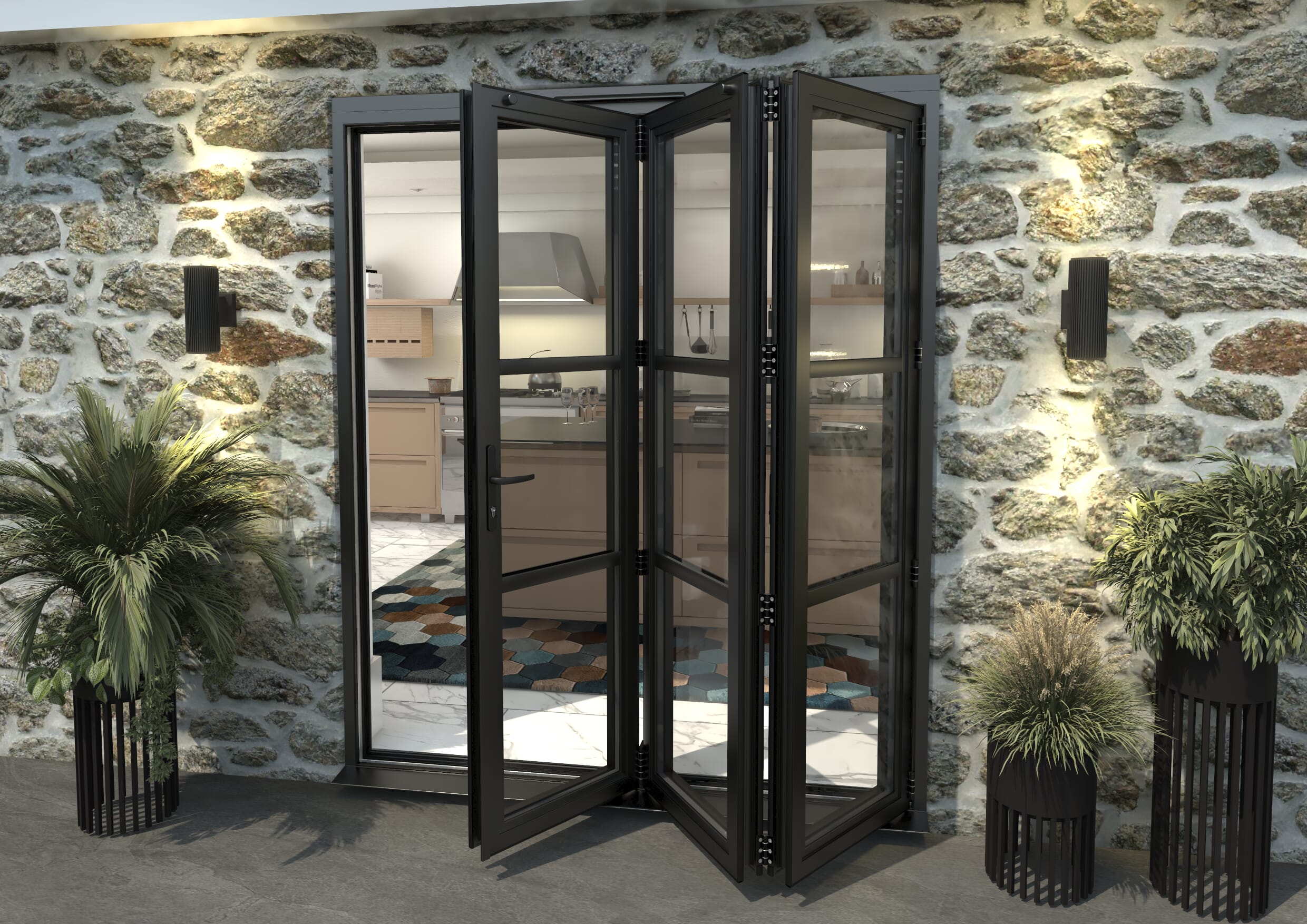 Heritage Black Aluminium External Bi-folding Doors Image