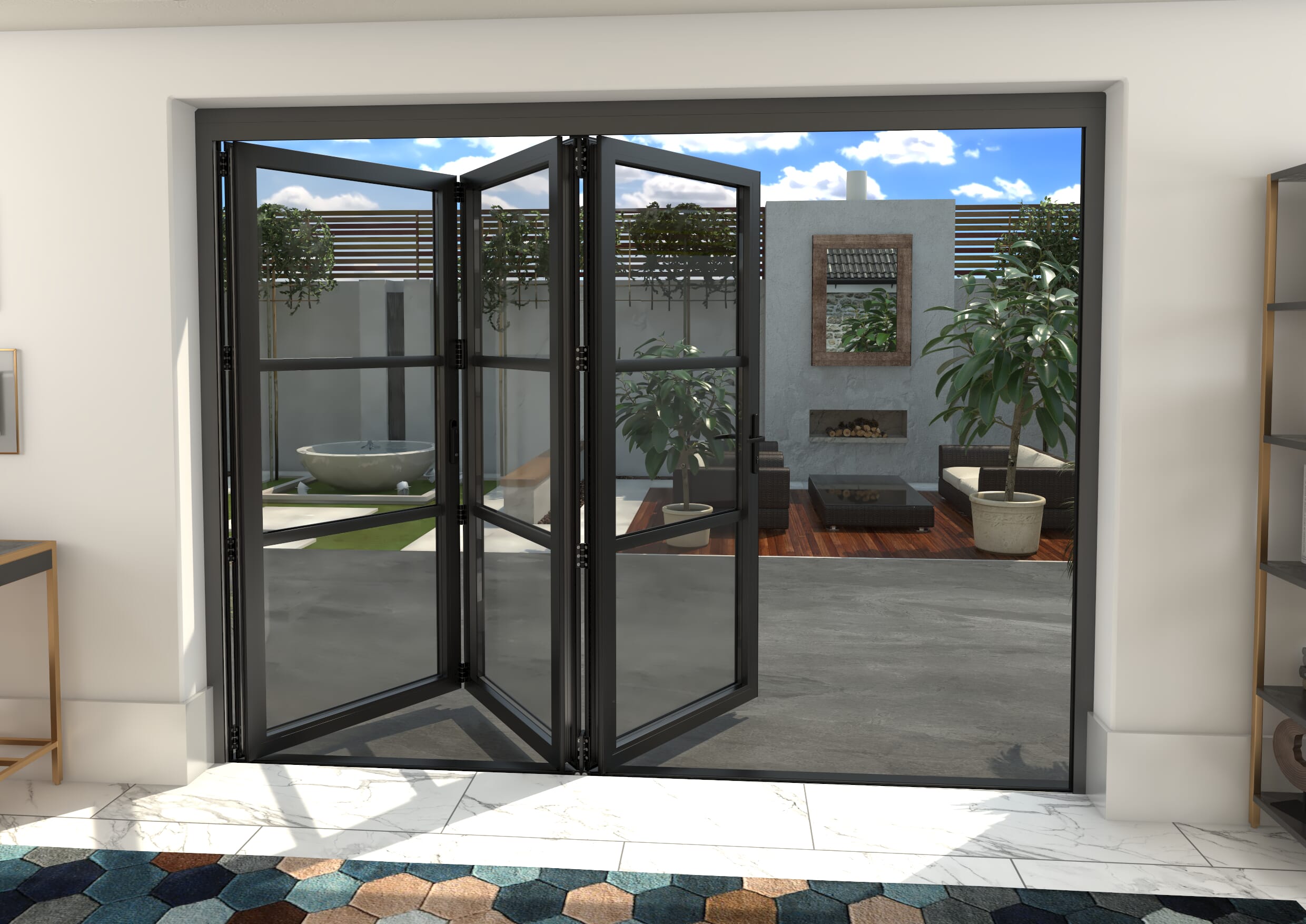 2700mm Black Heritage Aluminium Bifold Doors - 3 Right