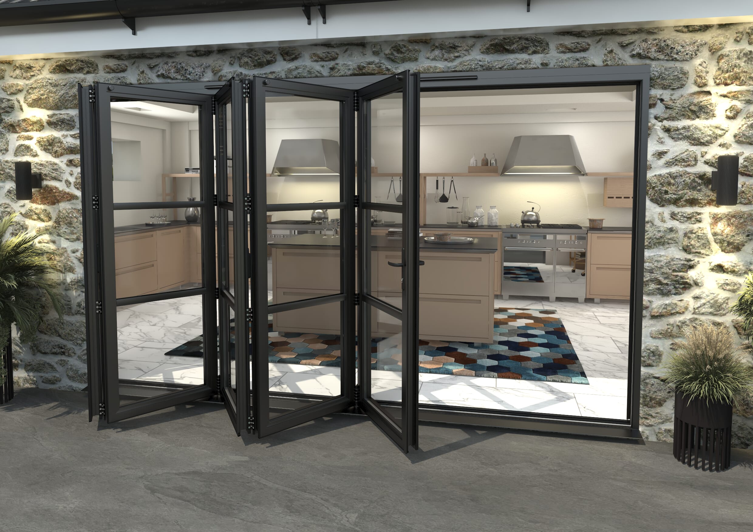 Heritage Black Aluminium External Bi-folding Doors Image
