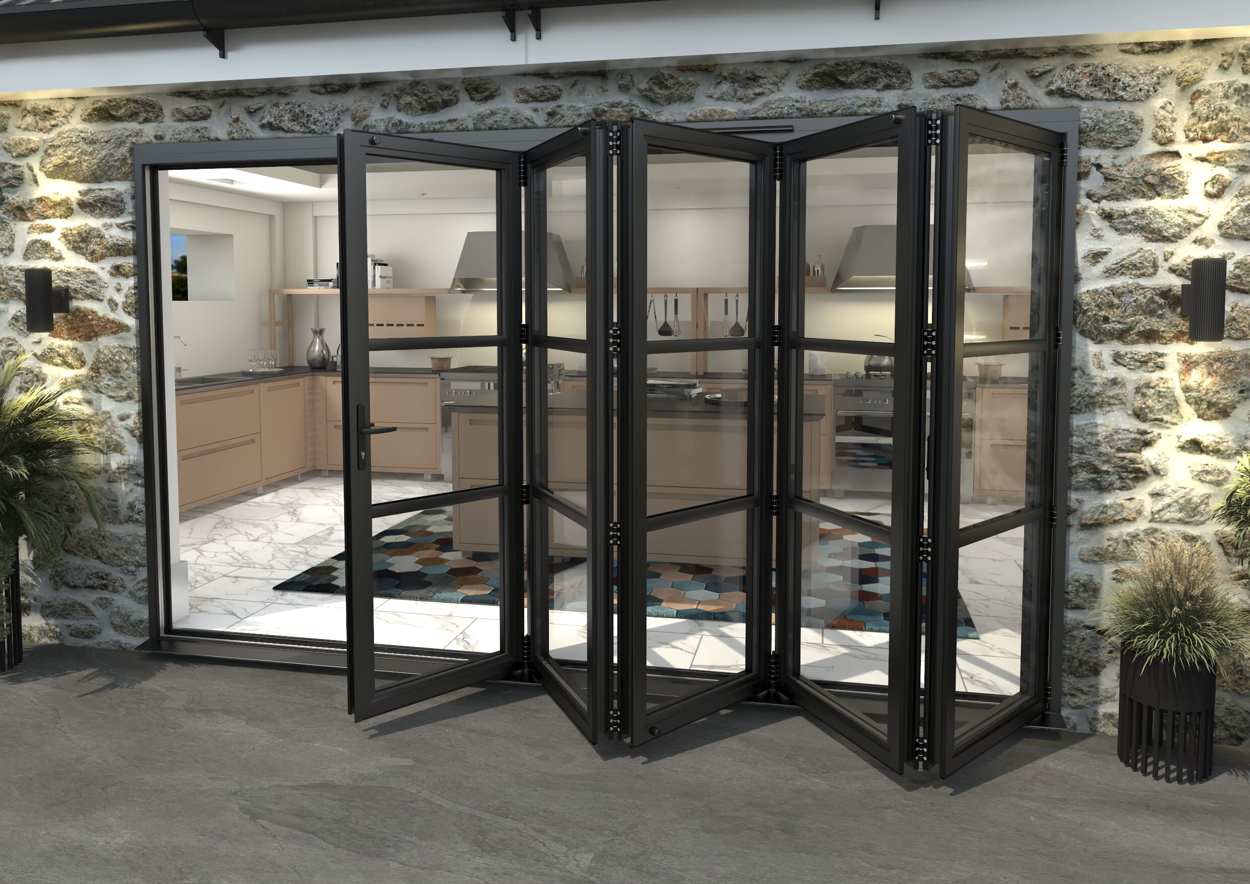 Heritage Black Aluminium External Bi-folding Doors Image
