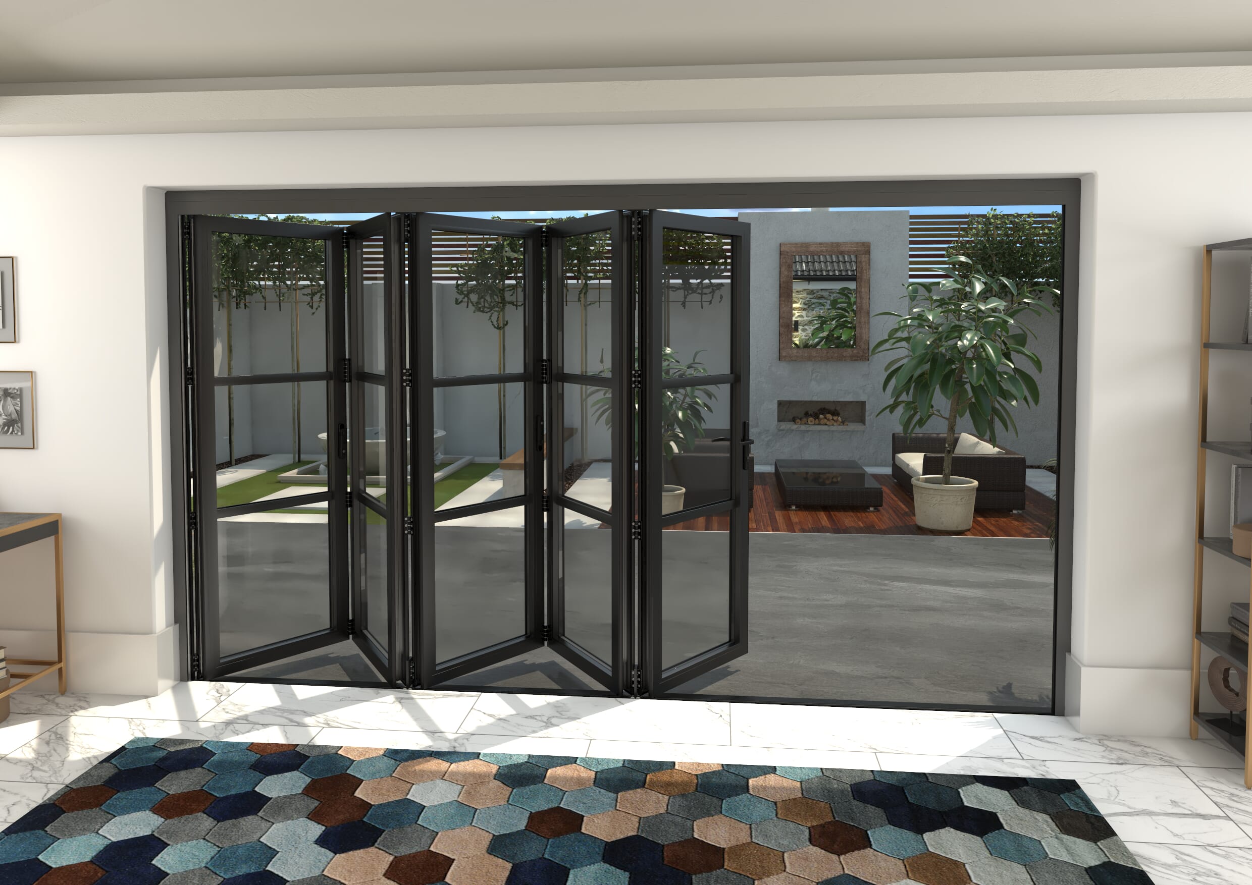 Heritage Black Aluminium External Bi-folding Doors Image